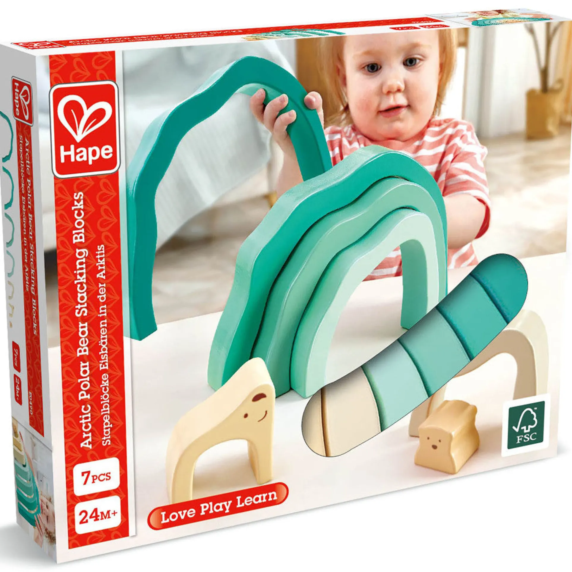 Hape Arctic Polar Bear Stacking Blocks - Creative Wooden Nesting Toy