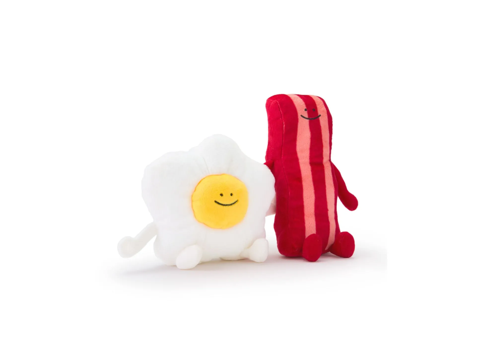 Geoffrey's Toy Box Buddies 9.5 Inch Bacon and Eggs Plush Toy Set - Brown/Yellow