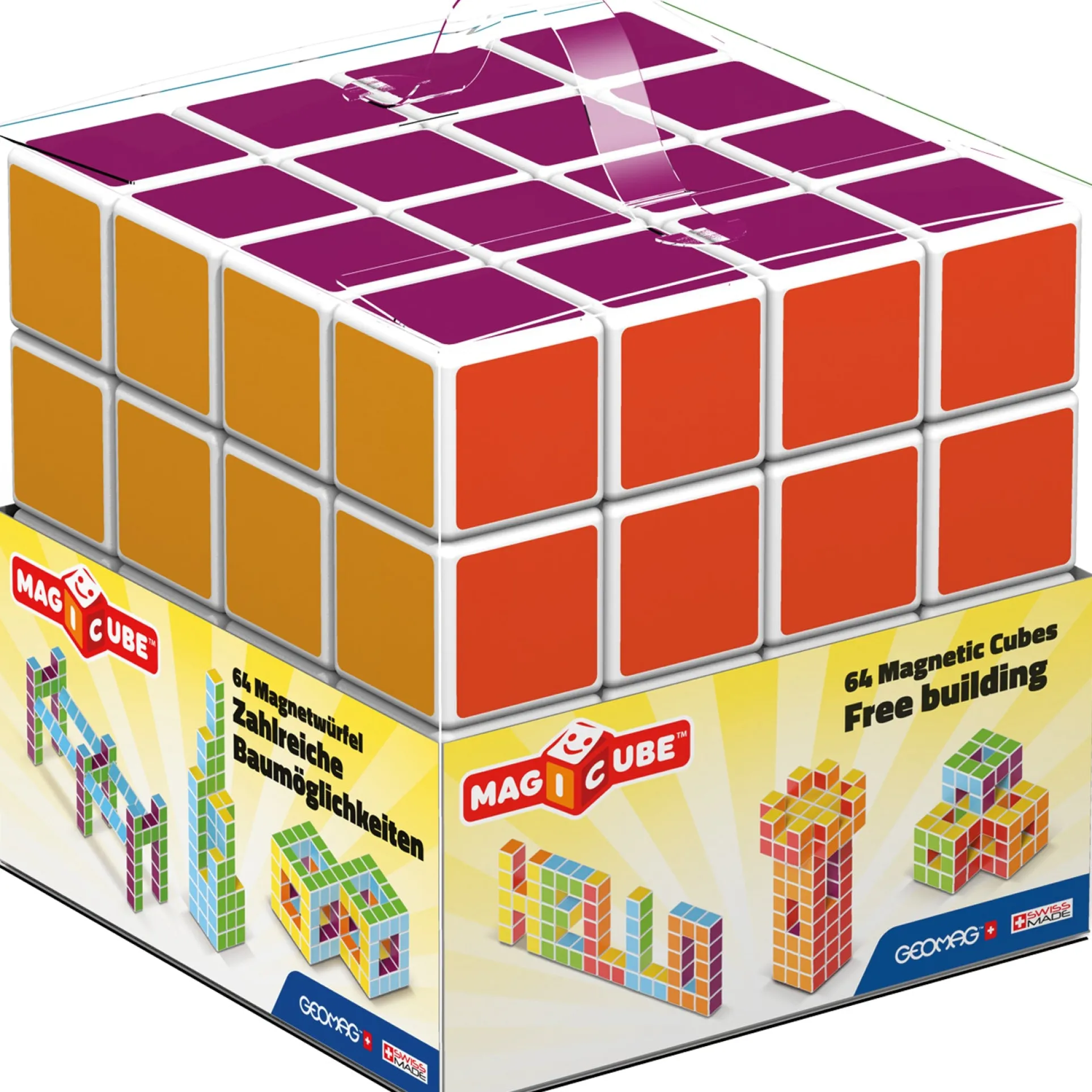 Geomag Magicube 64-Piece Multicolor Free Building Set - Creative Magnetic Blocks