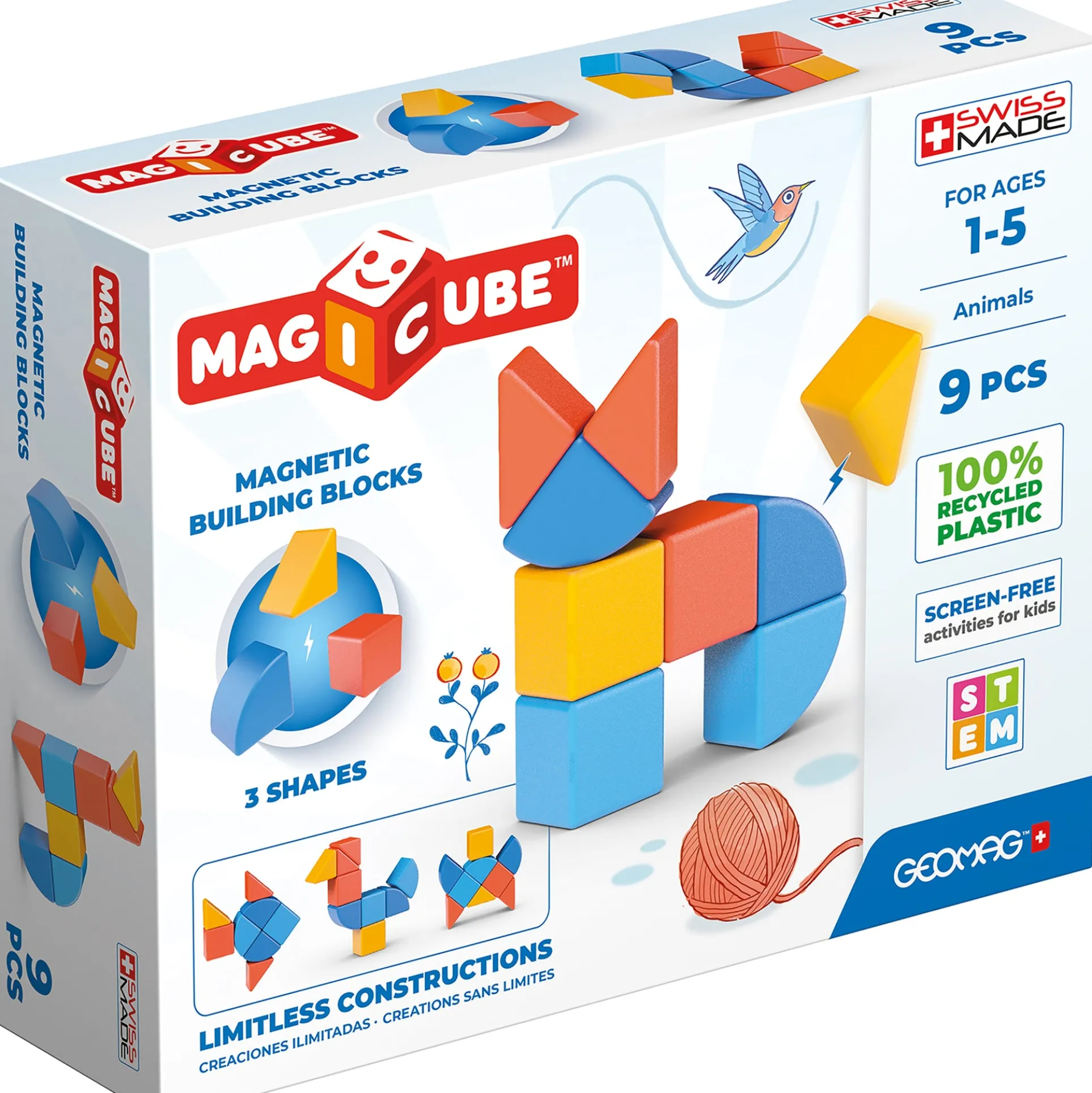 Geomag Magicubes 9-Piece Recycled Shapes Set - STEM Building Blocks