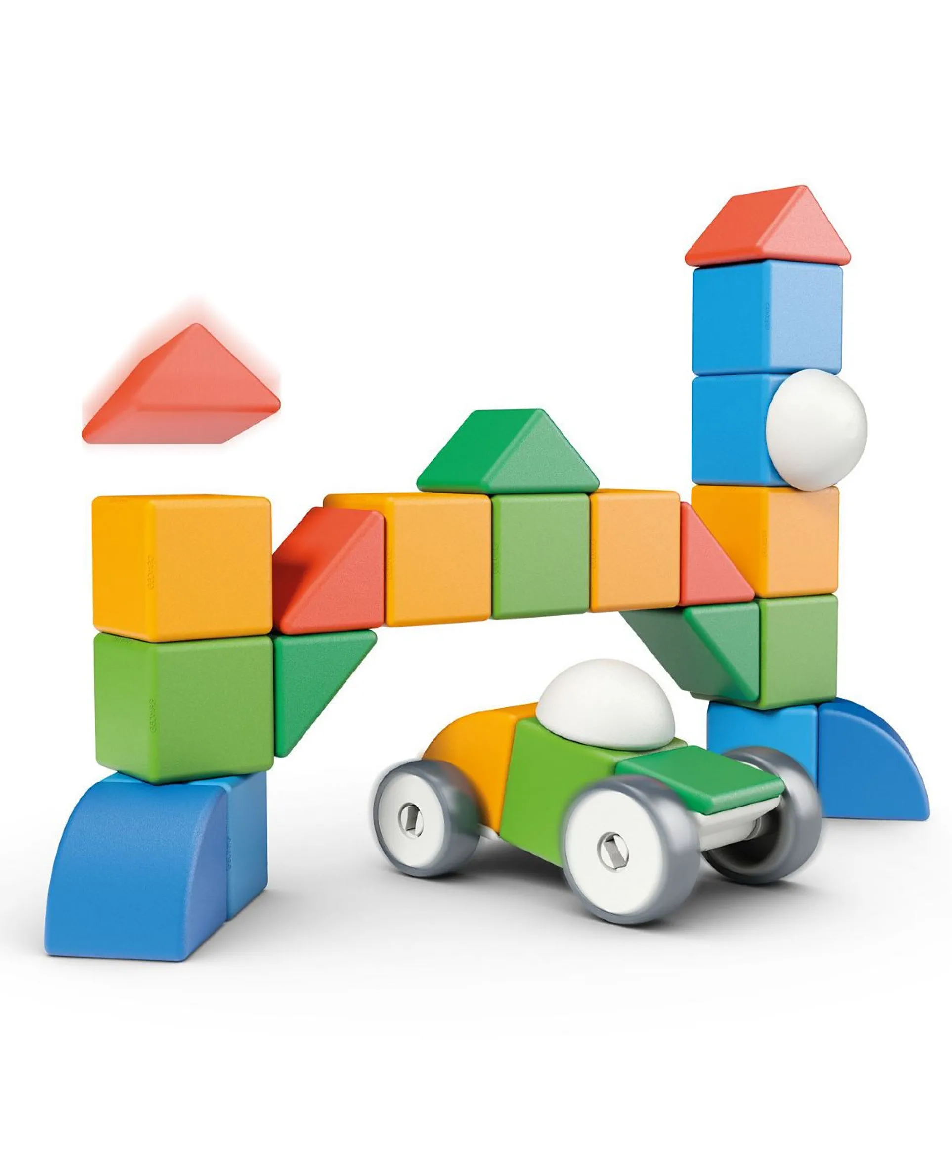 Geomag Magicubes 32-Piece Recycled Shapes Set - STEM Building Blocks