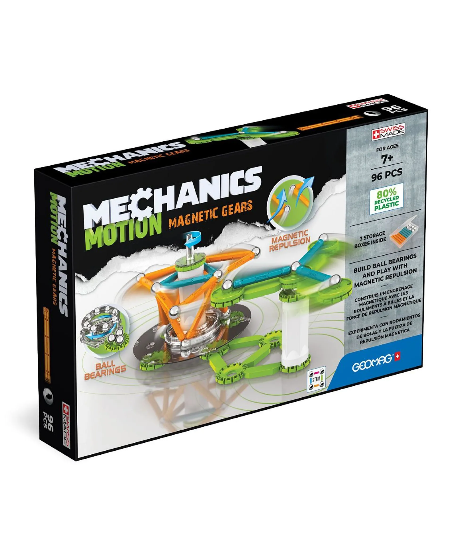 Geomag Mechanics Magnetic Gears Set - 96 Pieces, STEM Authenticated