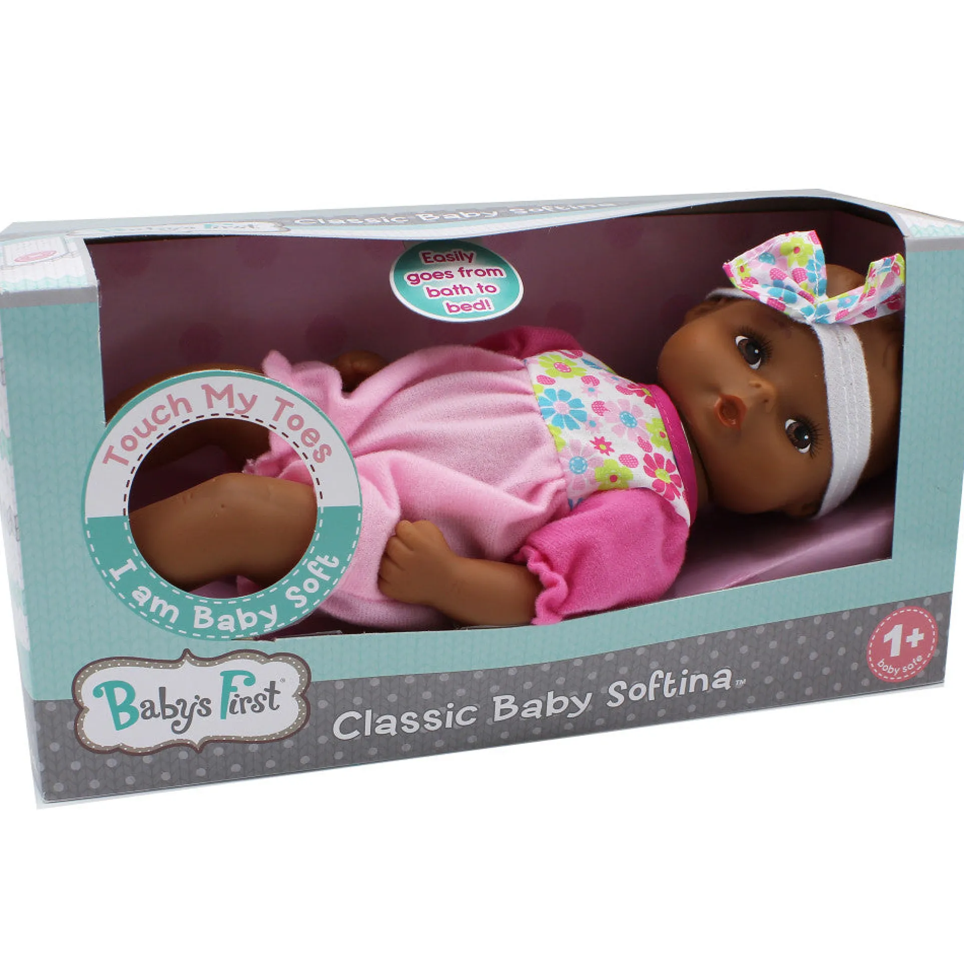 Goldberger 11 inch Baby's First Classic Softina Doll - Pink Floral Jumper