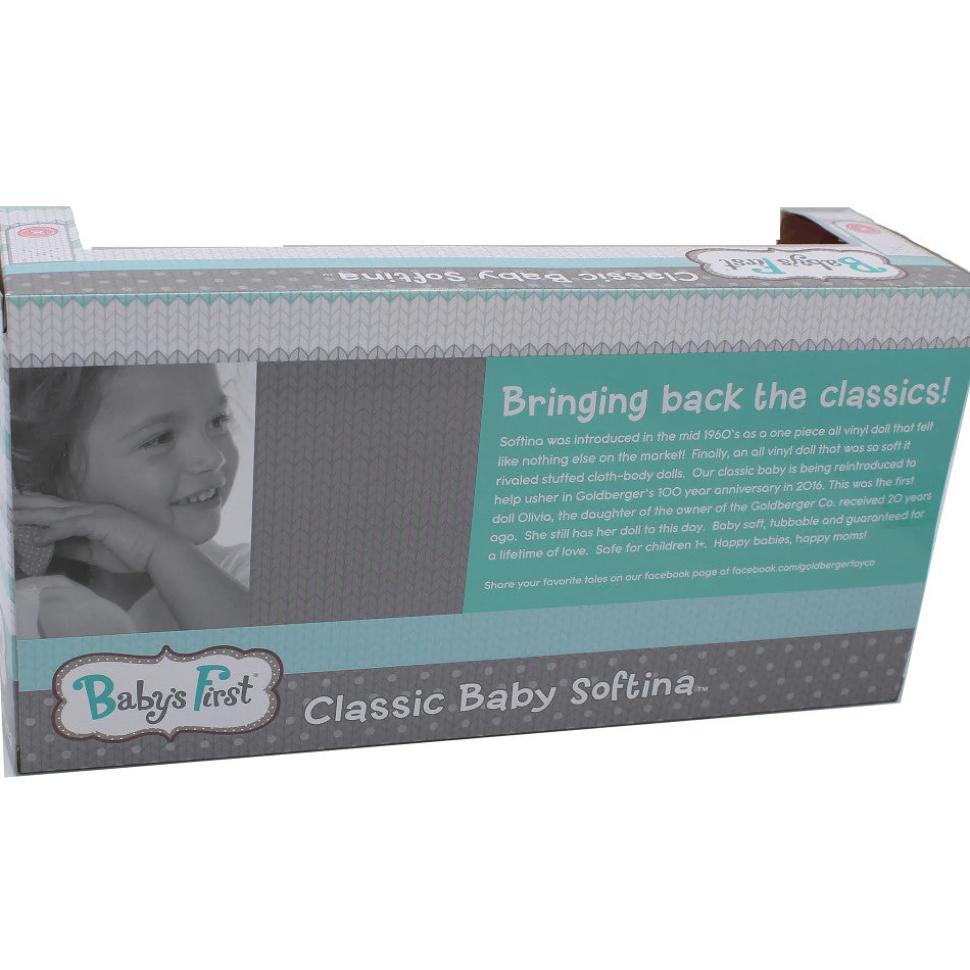 Goldberger 11 inch Baby's First Classic Softina Doll - Pink Floral Jumper