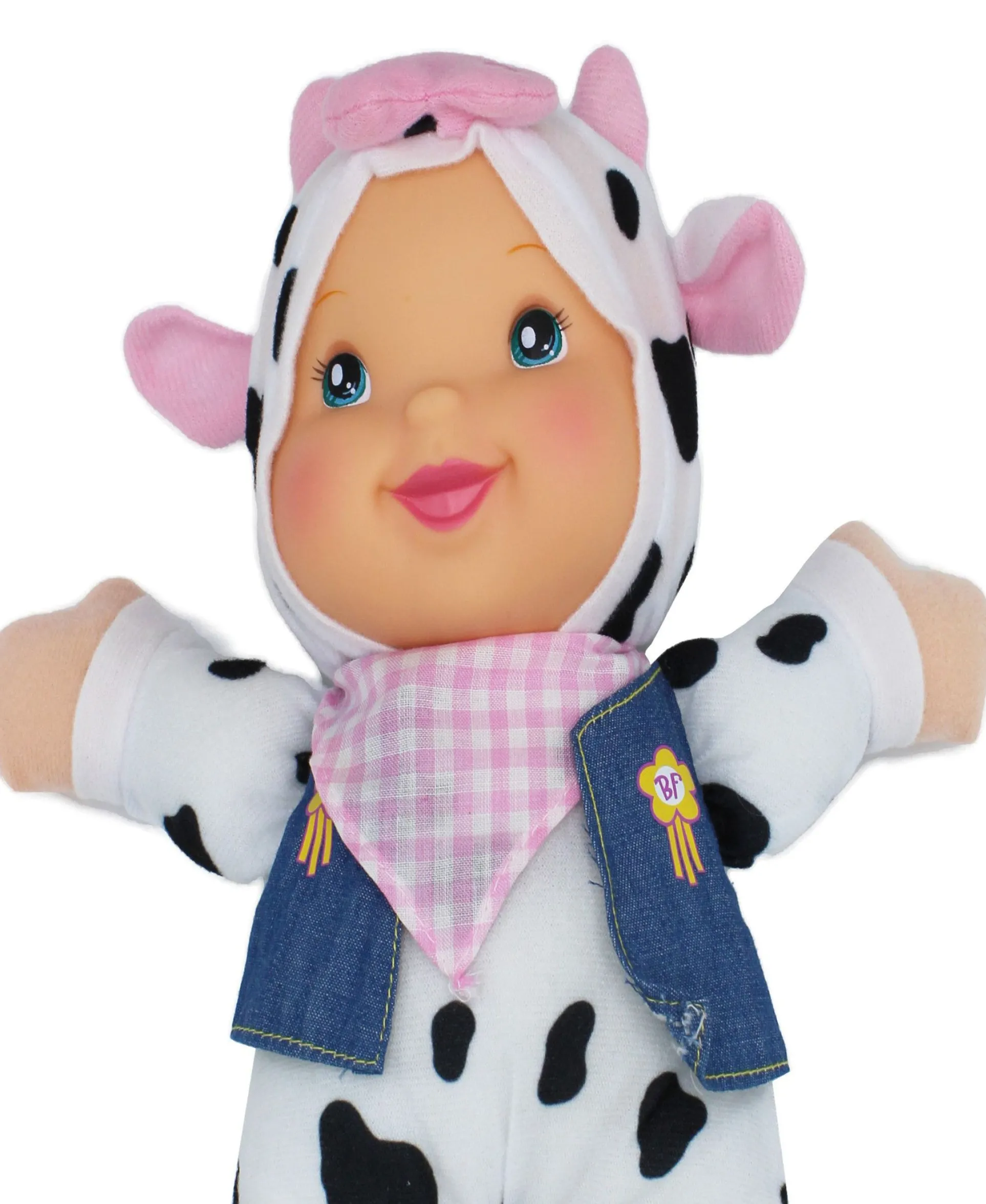 Goldberger Baby's First Bilingual Musical Cow Doll - Farm Animal Friends