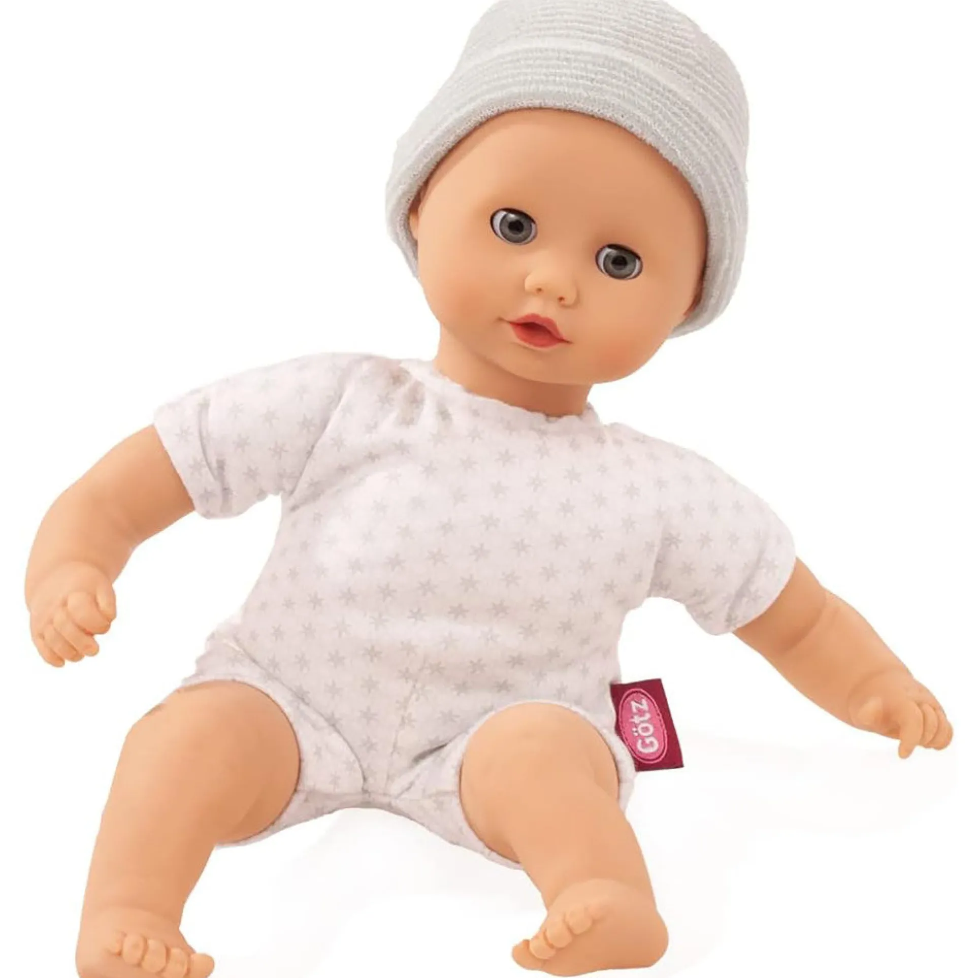 Gotz Muffin 13-inch Soft Body Baby Doll - Blue Sleeping Eyes with Grey Cap