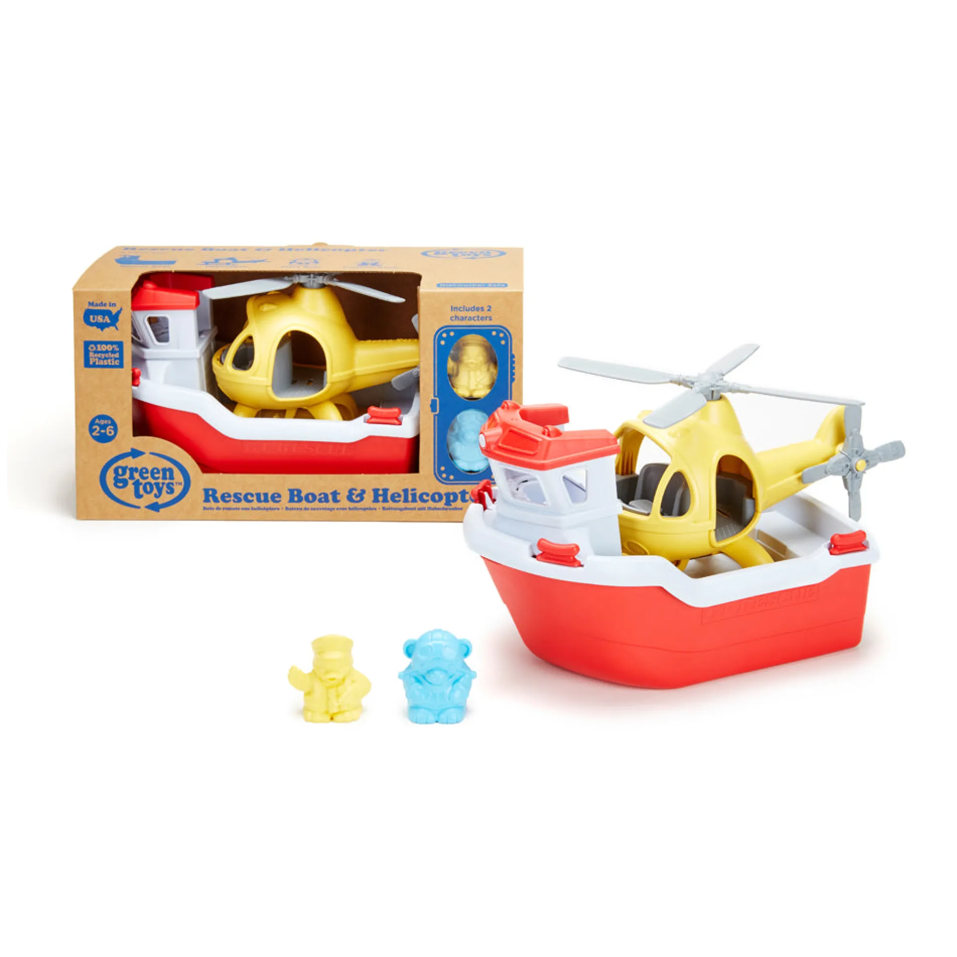 Green Toys Rescue Boat & Helicopter Playset - Eco-Friendly
