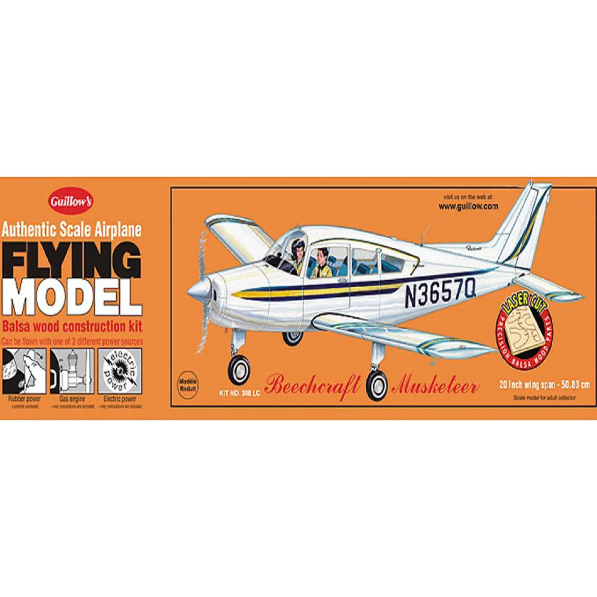 Guillow's Beechcraft Musketeer Series 300 Scale Model Airplane Kit