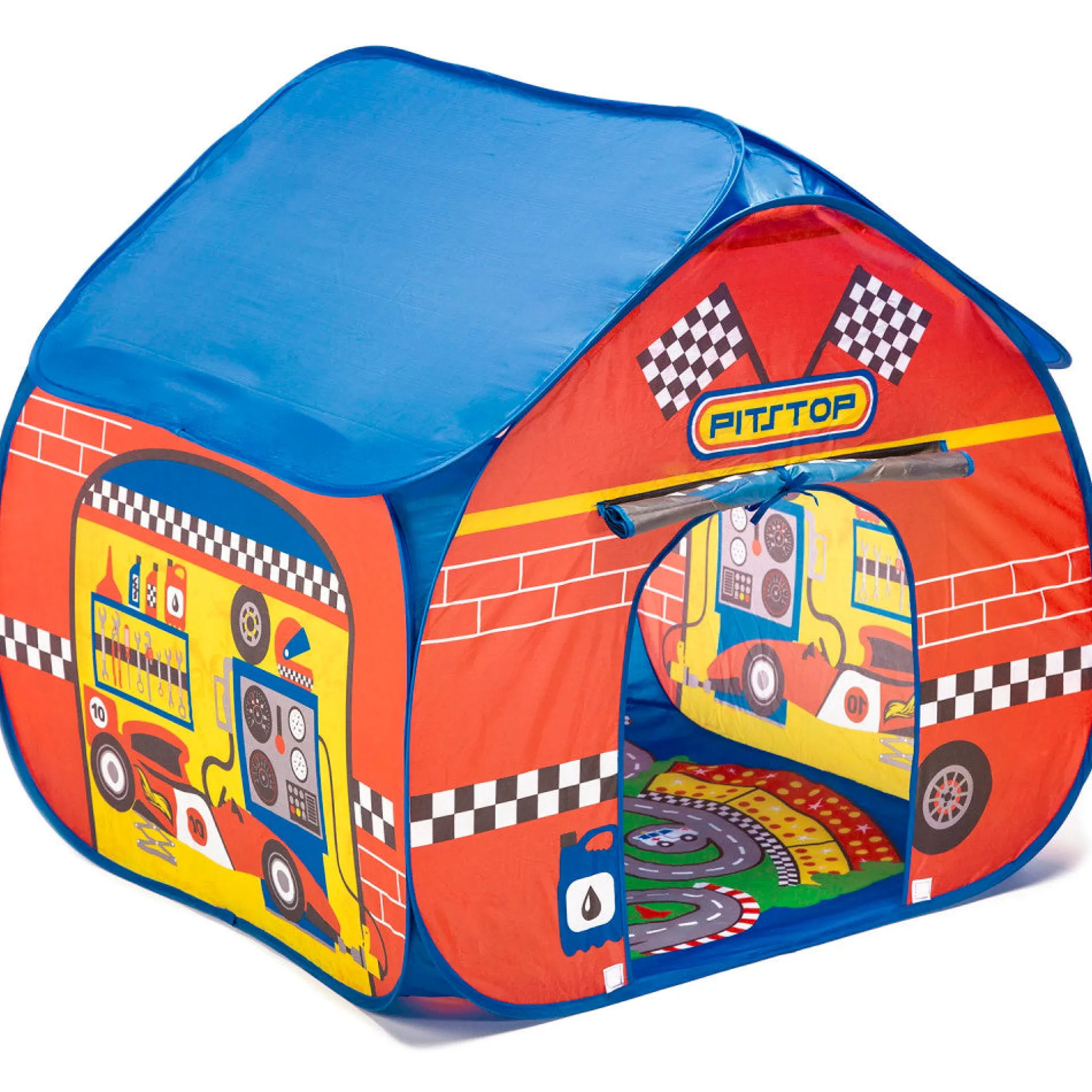 Fun2Give Pop-it-Up Pit Stop Tent with Race-Themed Play Mat