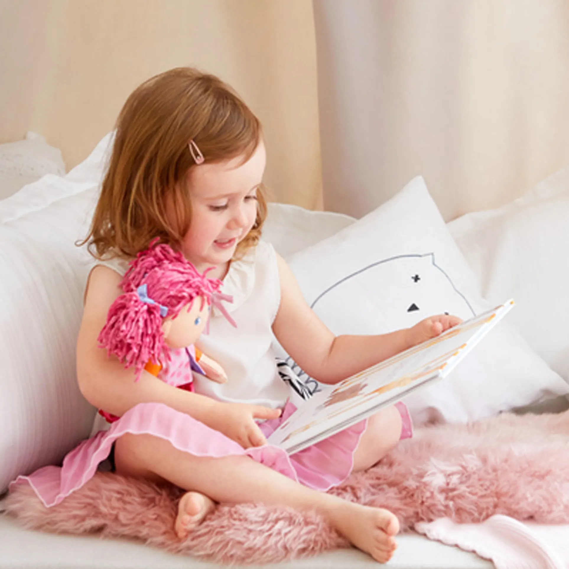 HABA Lilli-Lou 12-inch Soft Doll with Pink Chenille Hair