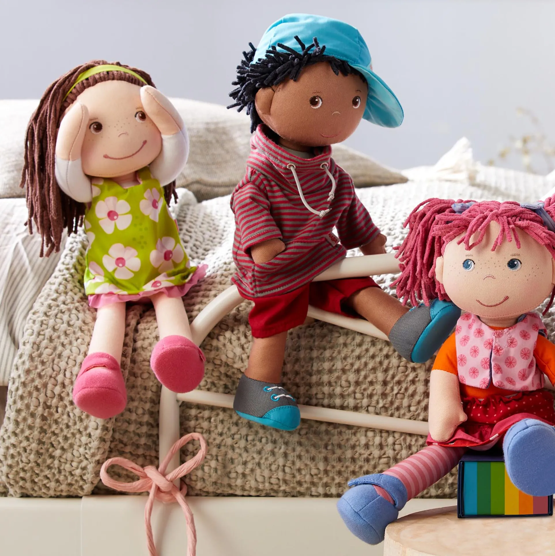 HABA Lilli-Lou 12-inch Soft Doll with Pink Chenille Hair