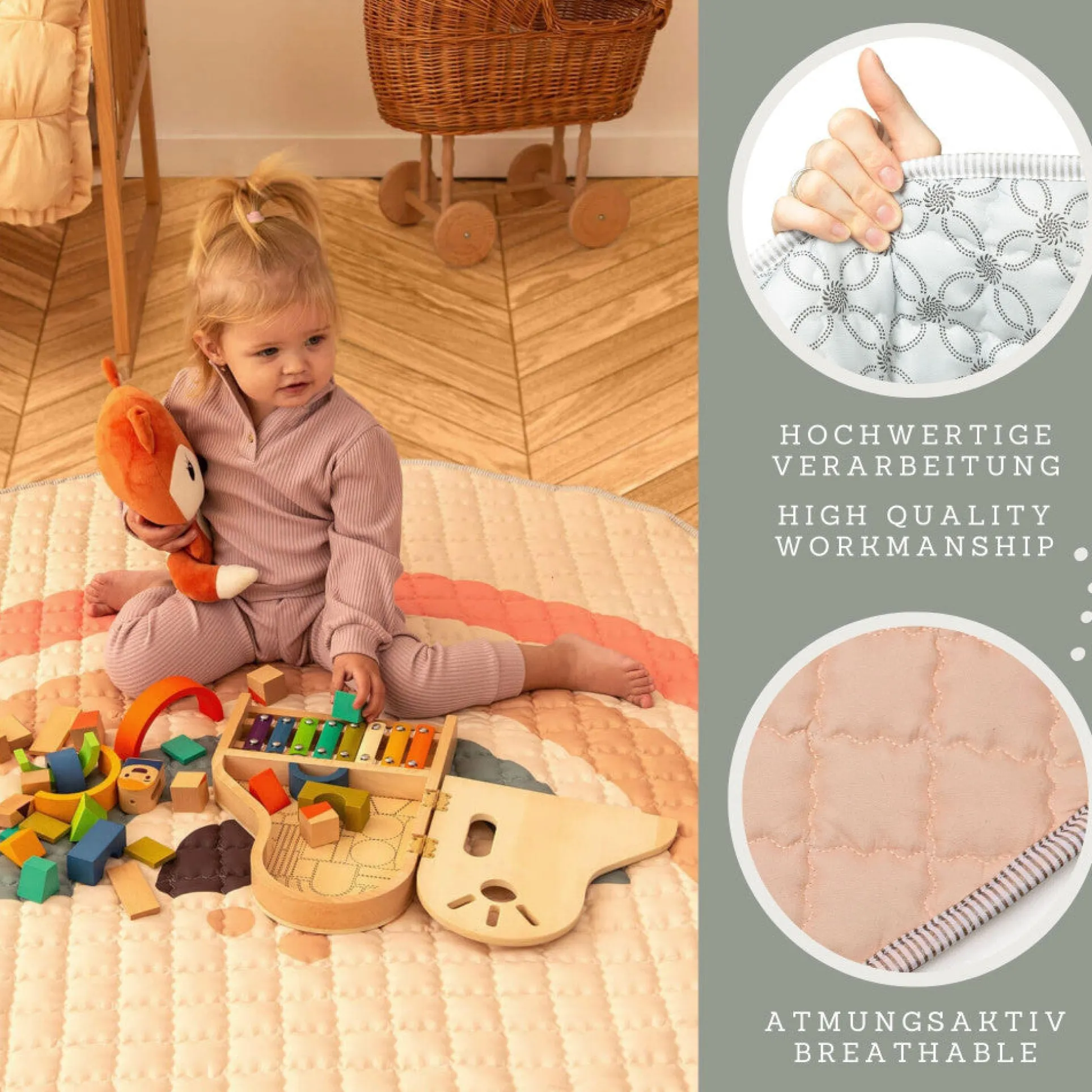 Hakuna Matte Quilted Playmat - Boho Rainbow Extravaganza