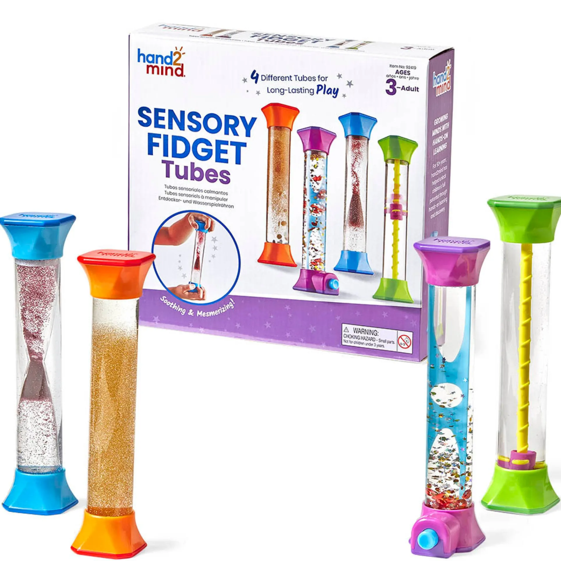 Hand2Mind Sensory Fidget Tubes - Calming and Engaging Set of 4