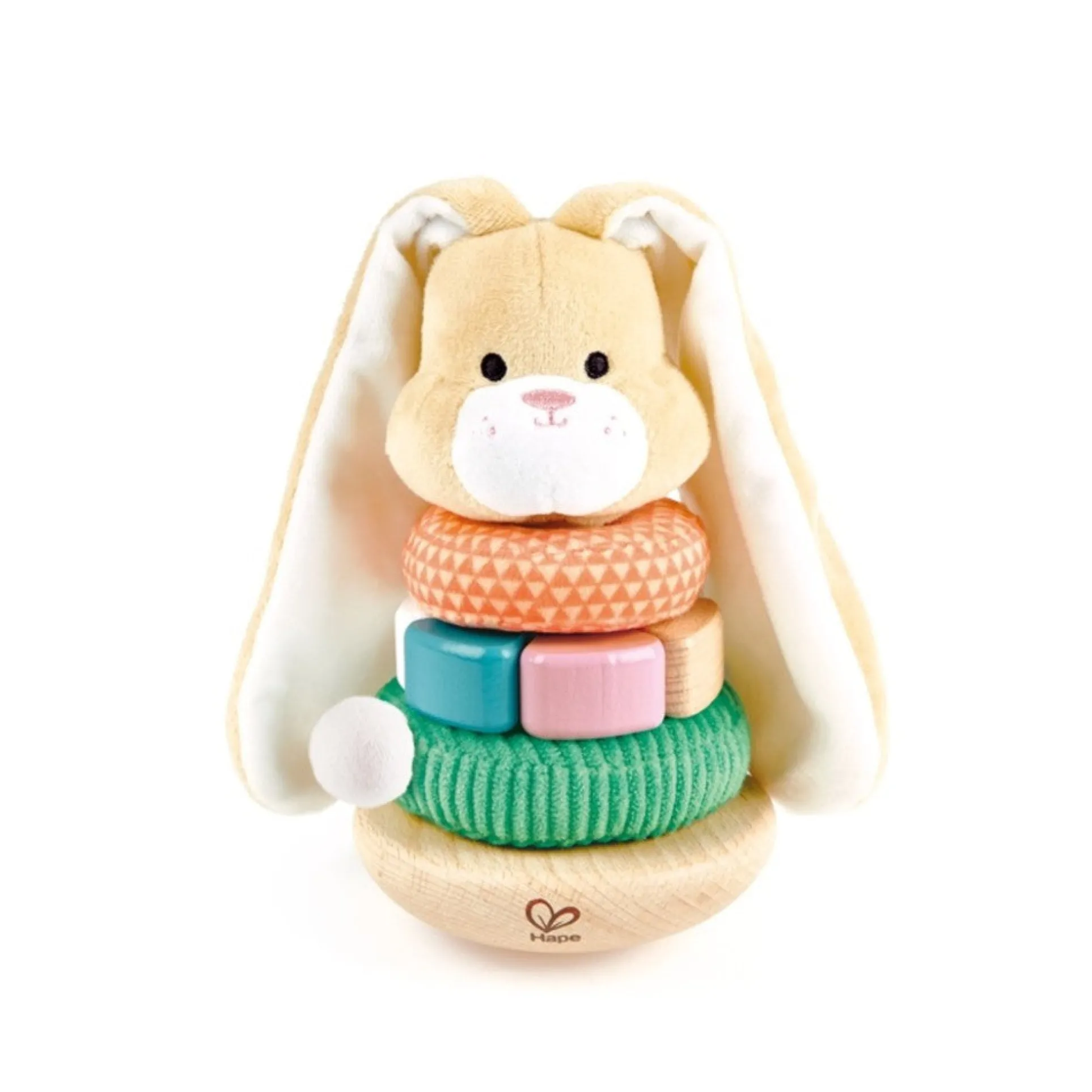 Hape Bunny Stacker Toy - Colorful Wooden Ring Stacking Playset
