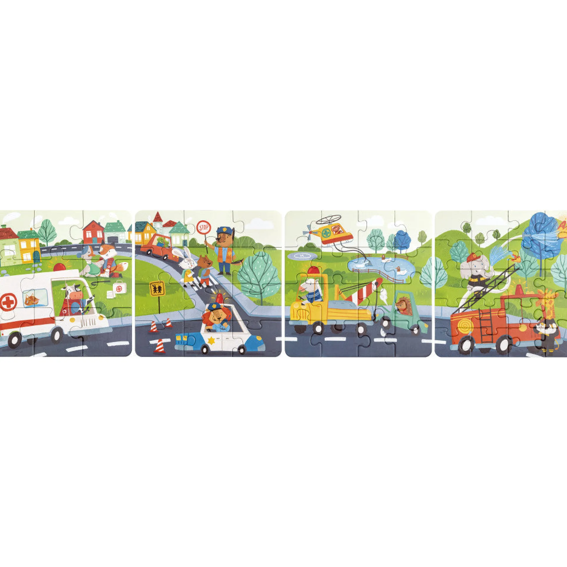 Hape Colorful Rescue Vehicles 4-in-1 Puzzle Set