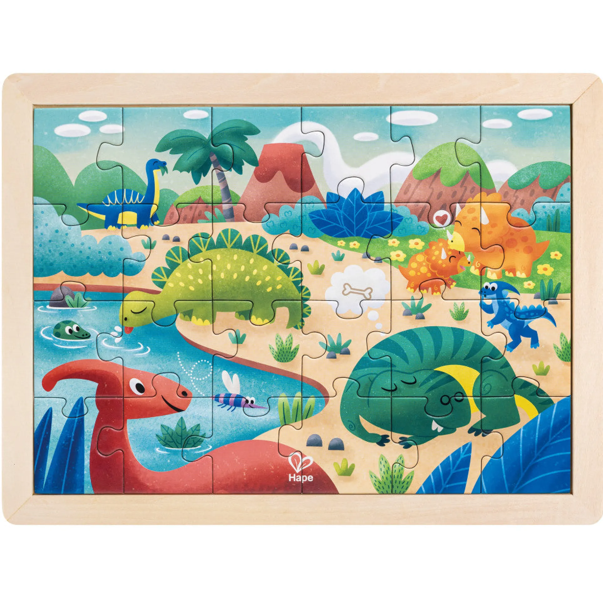 Hape Dino Double-Sided Coloring Jigsaw Puzzle - 24 pc