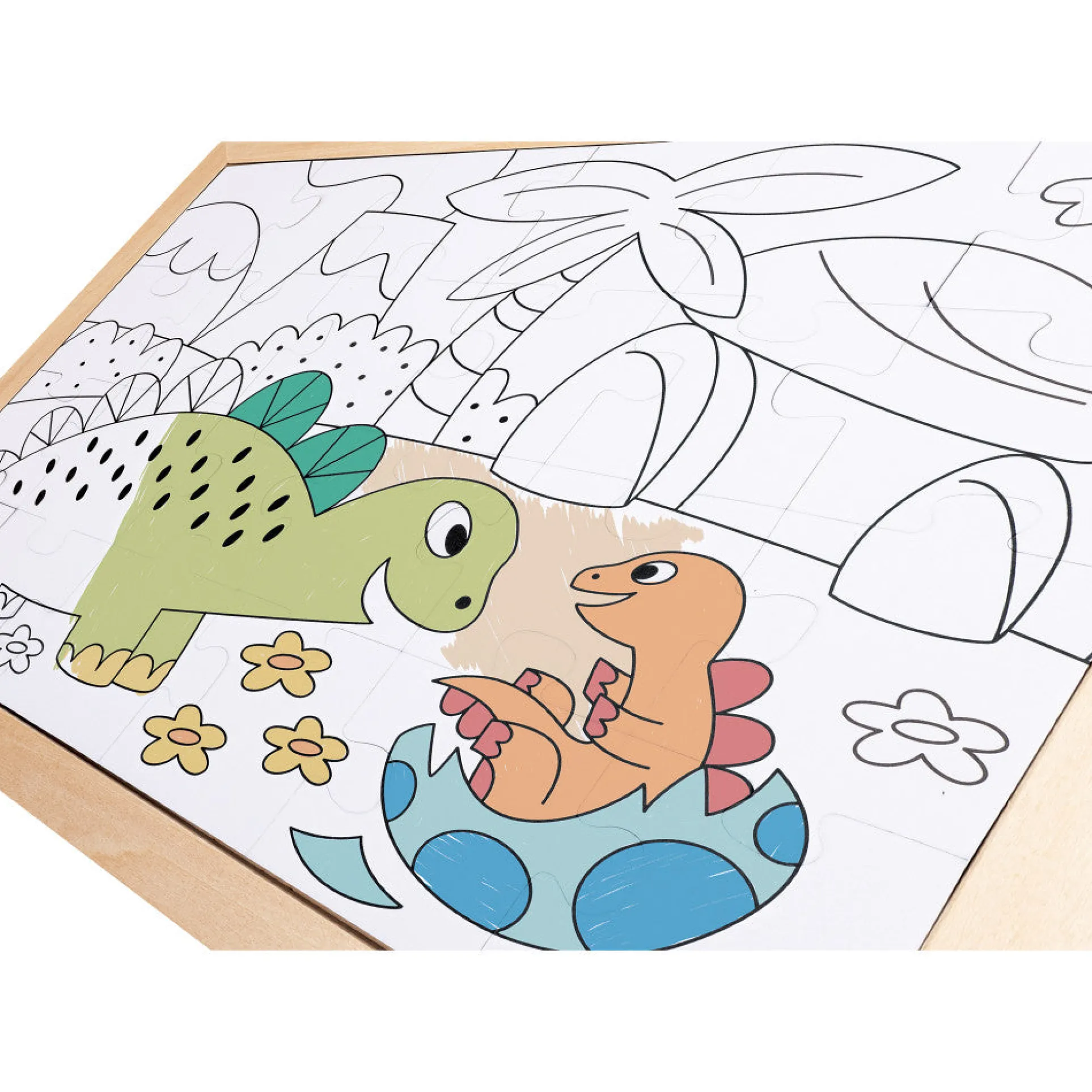 Hape Dino Double-Sided Coloring Jigsaw Puzzle - 24 pc