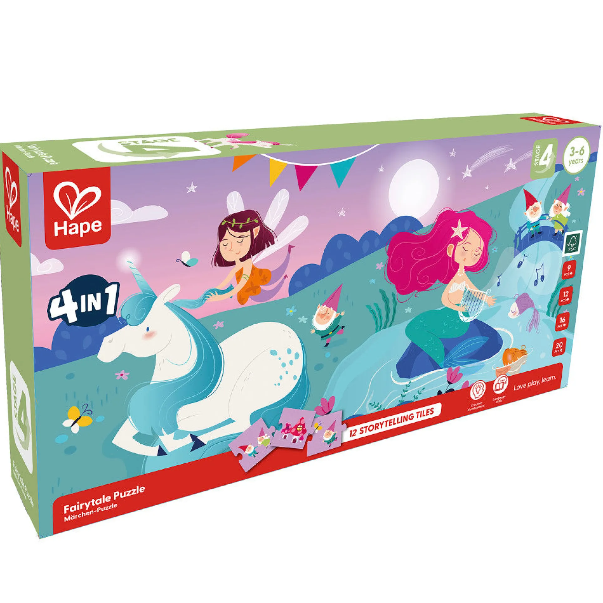 Hape Enchanted Fairytale 4 Pack Puzzle Set - 9-20 pcs