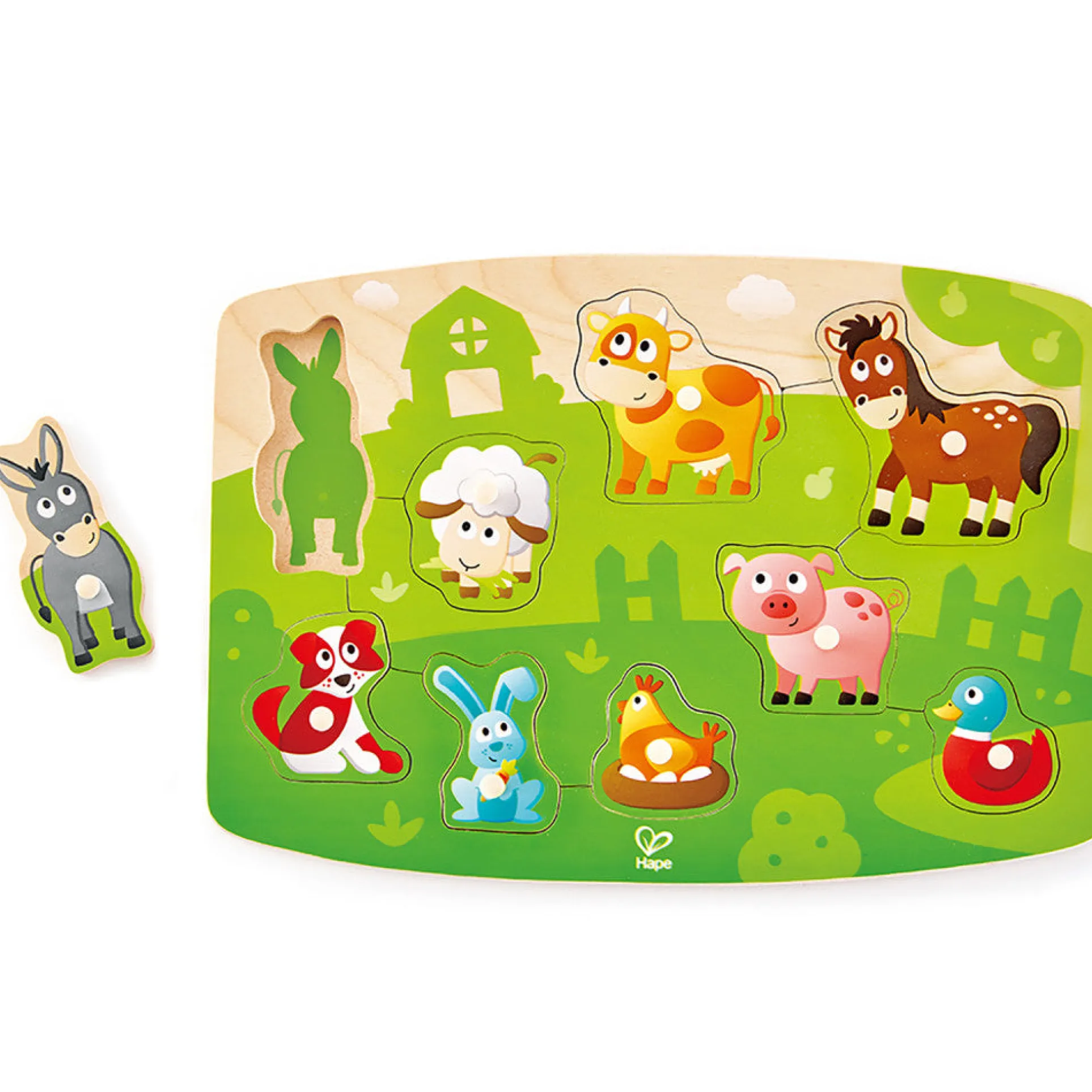 Hape Farmyard Wooden Peg Puzzle - 10pc