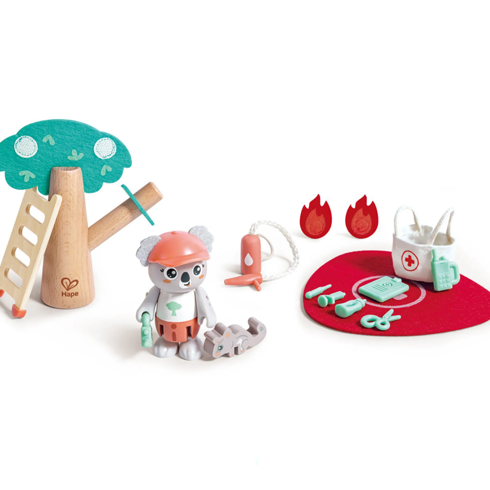 Hape Forest Fire Rescue Adventure Playset - 17pc Wooden Toy