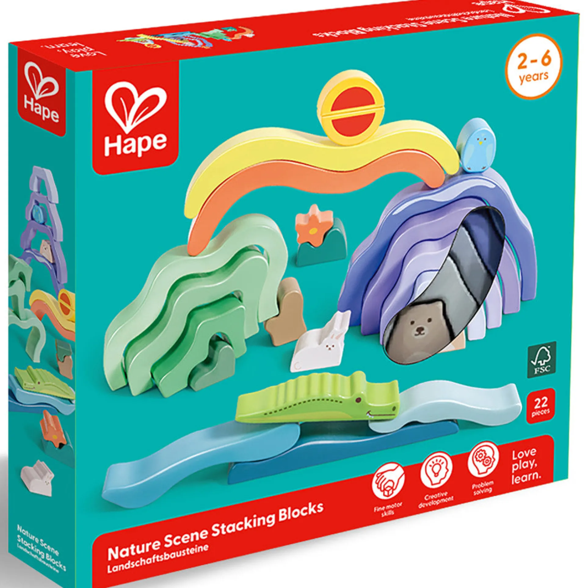 Hape Nature Scene Stacking Blocks – Colorful Wooden Nesting Toy