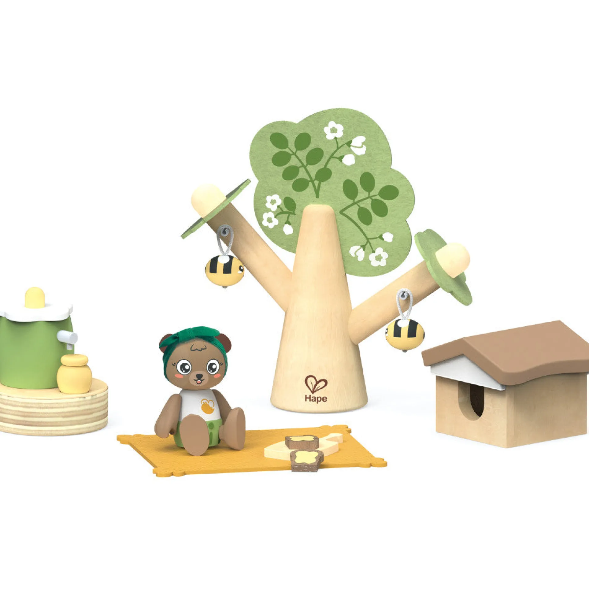 Hape 10pc Honey Bees Picnic Wooden Playset – Nature Exploration