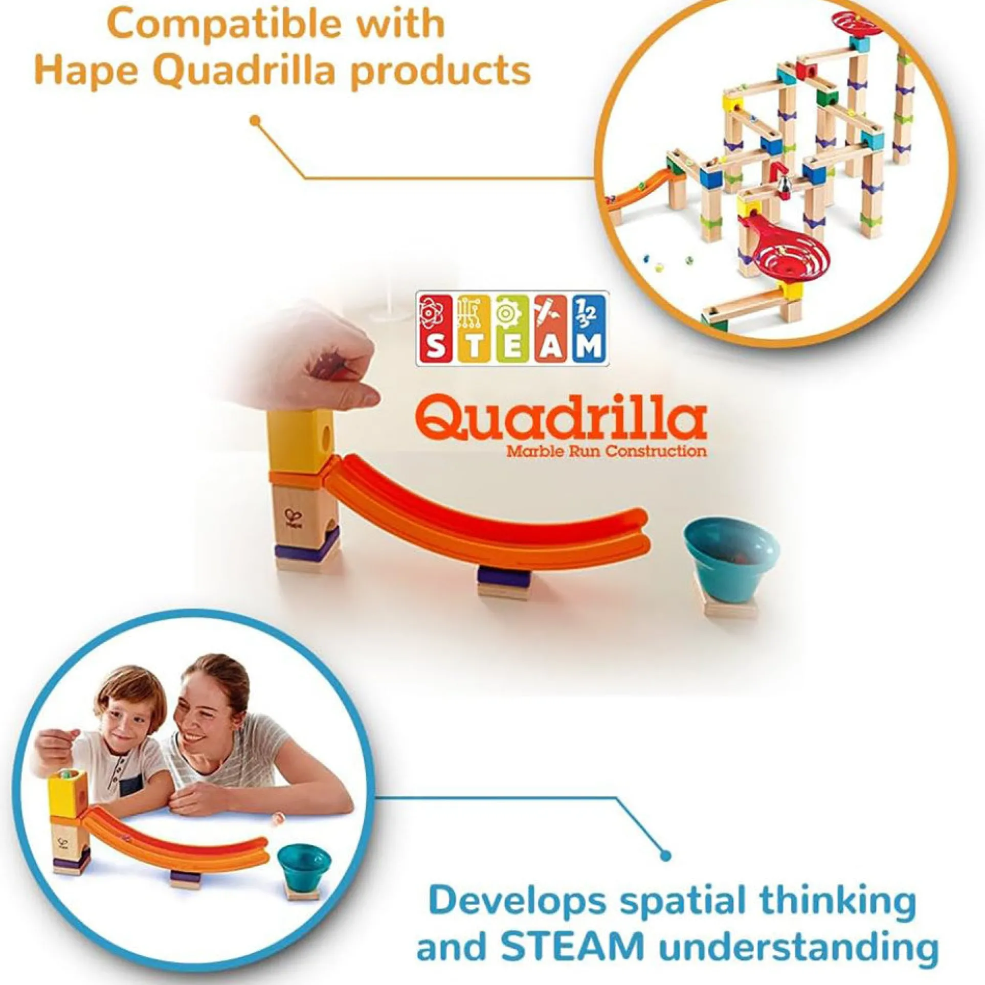 Hape Quadrilla Mega Skatepark Wooden Toy - High-Speed Marble Fun