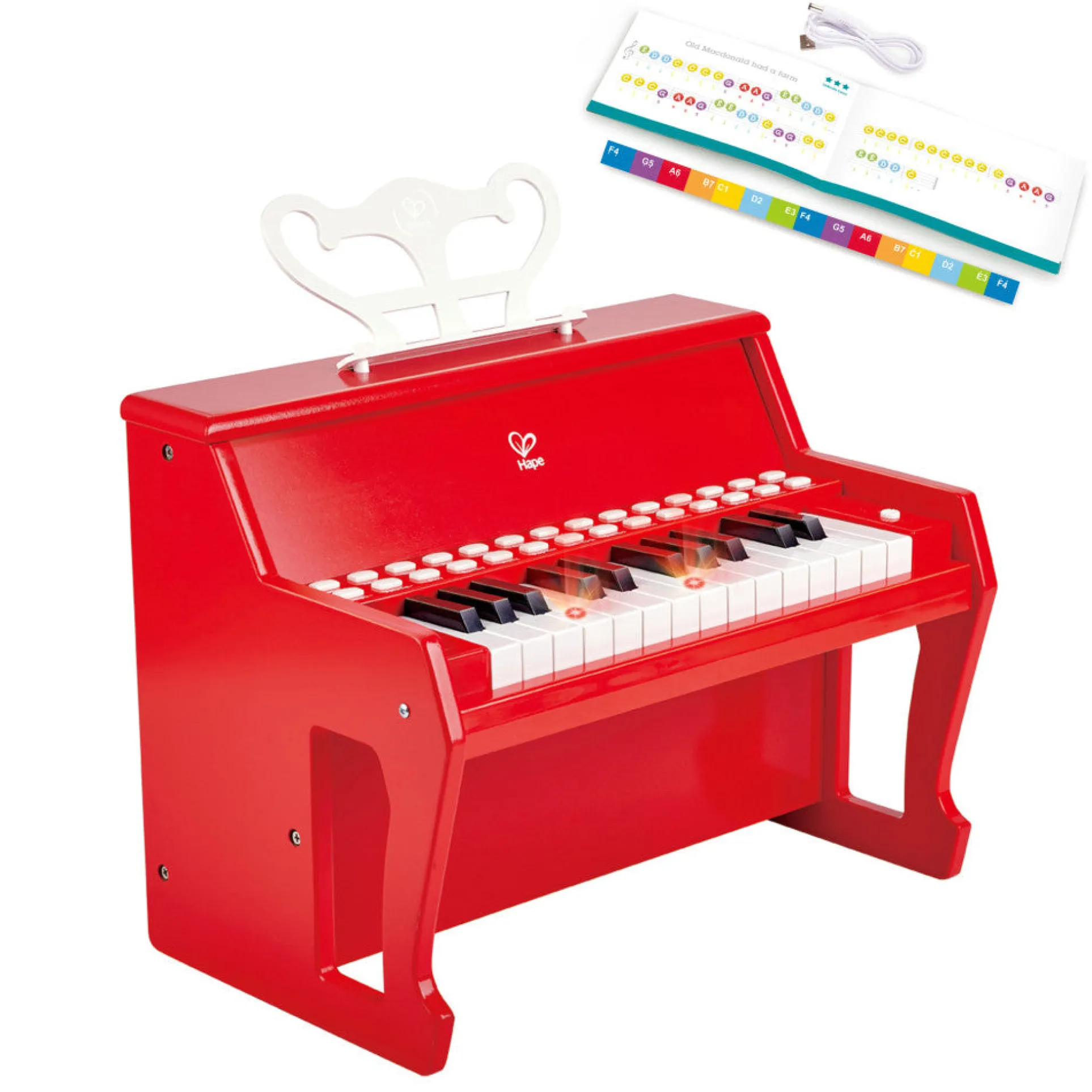 Hape Red Learn With Lights 25-Key Electronic Piano