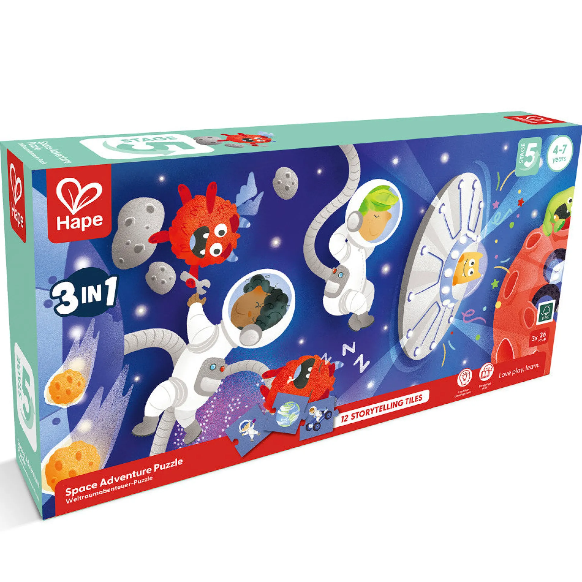 Hape Space Adventure 3-Pack Jigsaw Puzzles – 48 pc Each