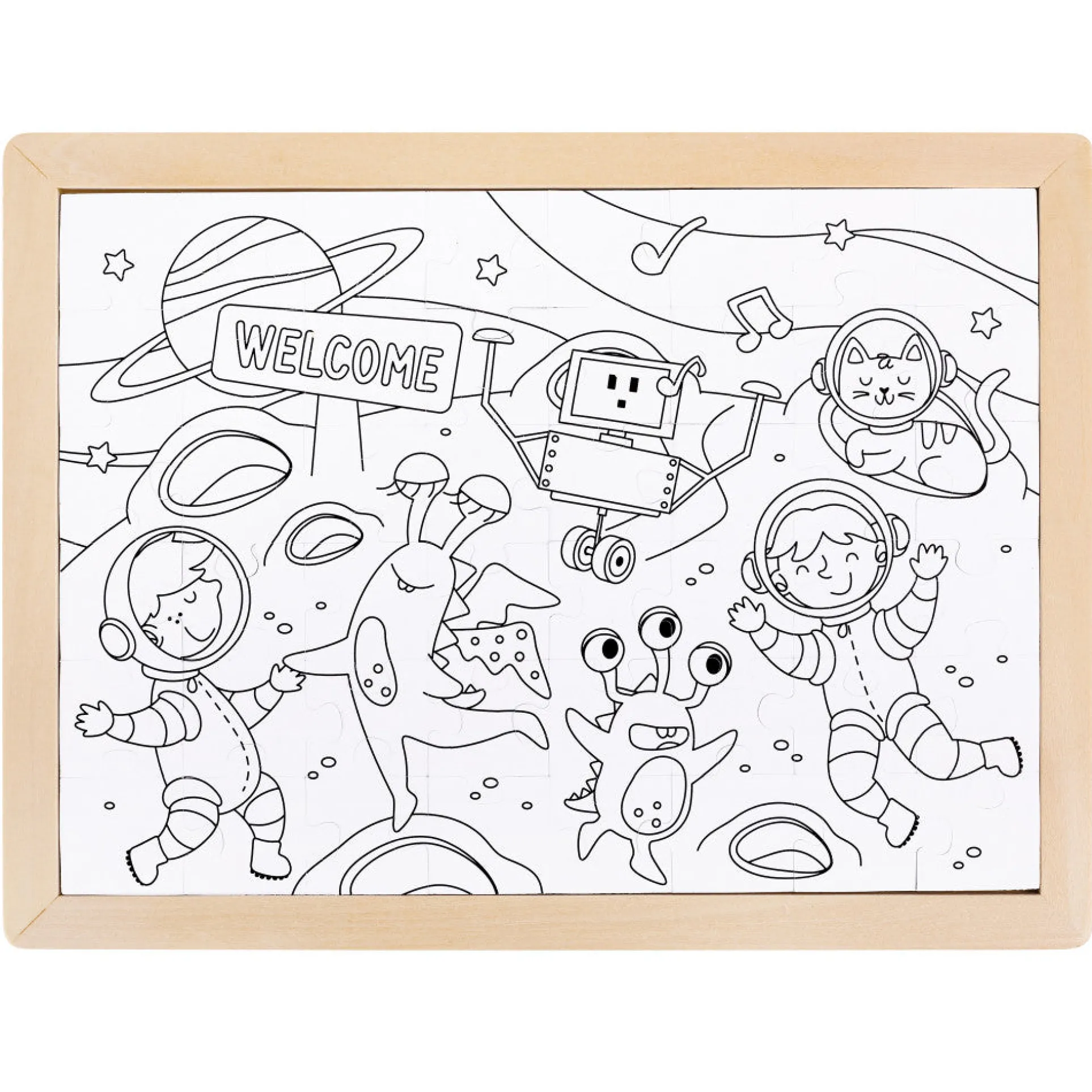 Hape Space Friends 48pc Double-Sided Coloring Jigsaw Puzzle