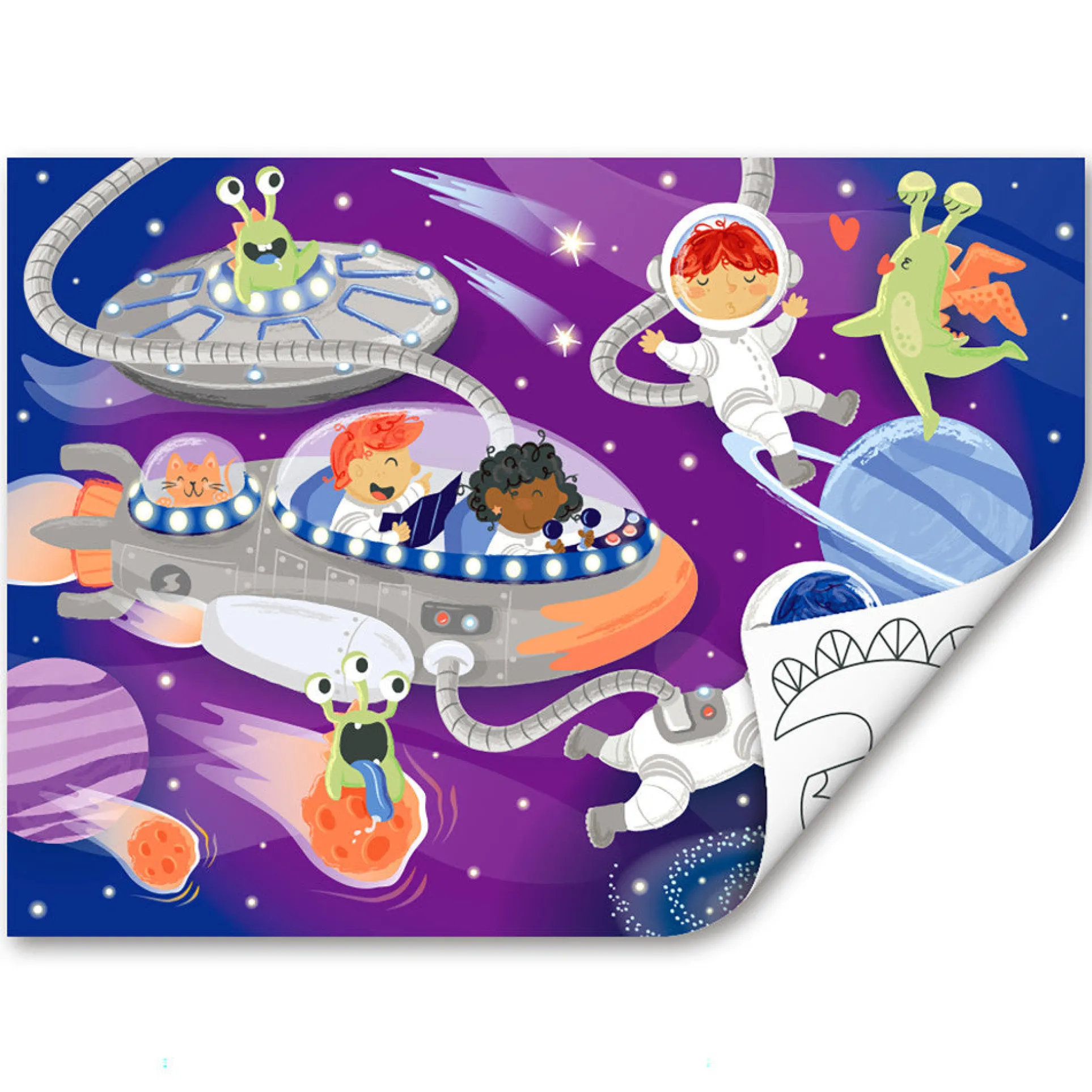 Hape Space Friends 48pc Double-Sided Coloring Jigsaw Puzzle