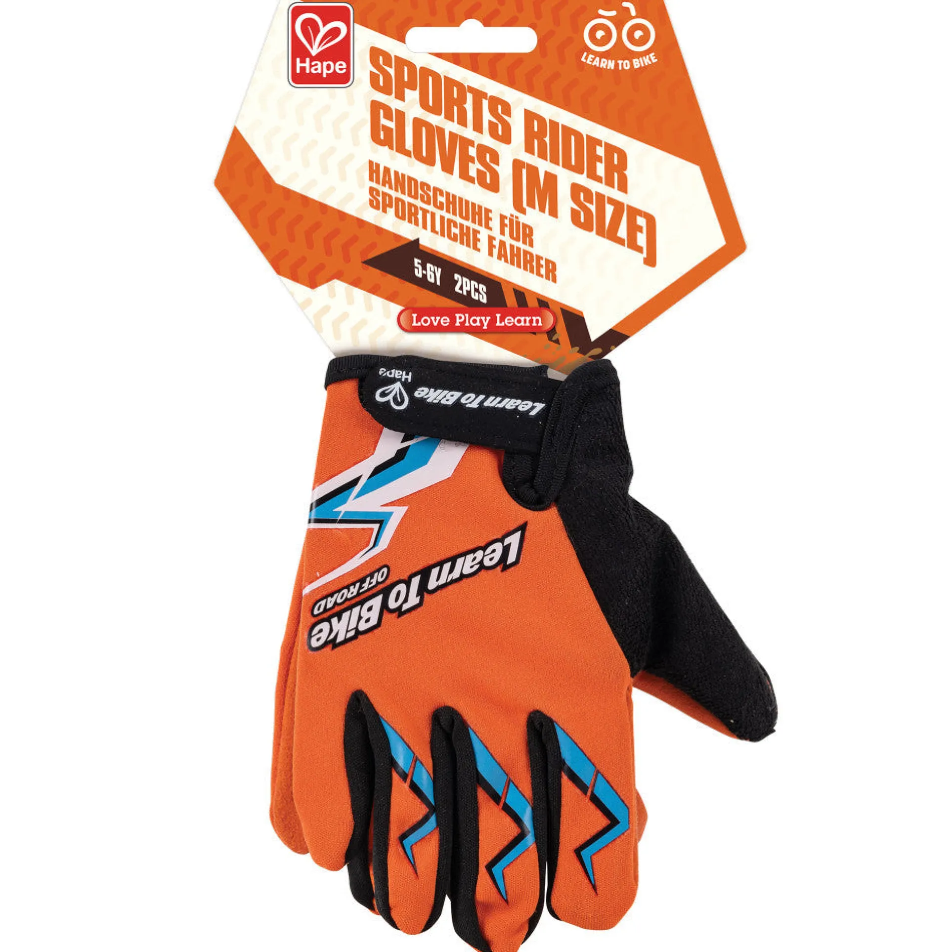 Hape Sports Rider Gloves - Reflective Orange - Medium Size for Biking, Age 3+