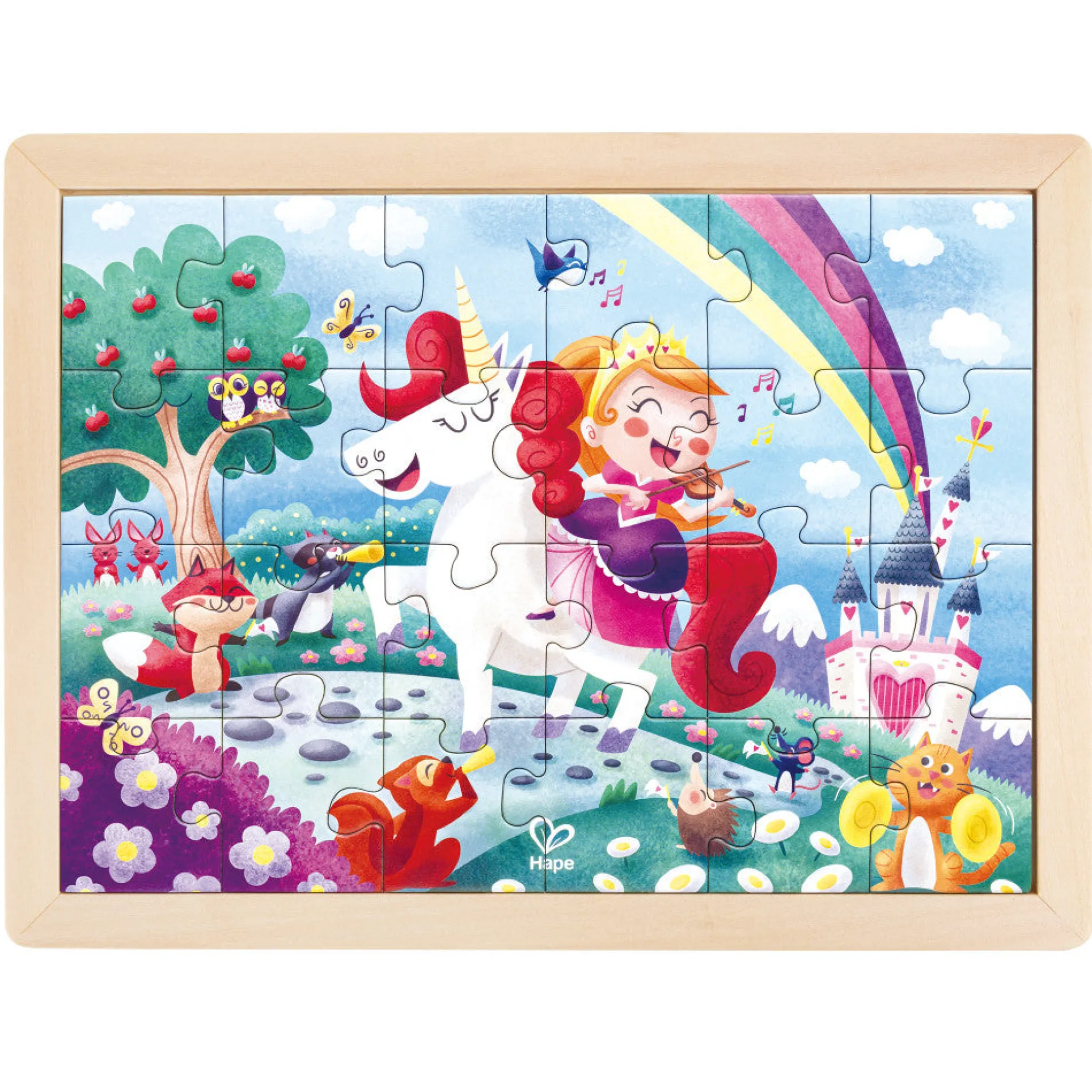 Hape Unicorn Friends 24pc Double-Sided Coloring Puzzle