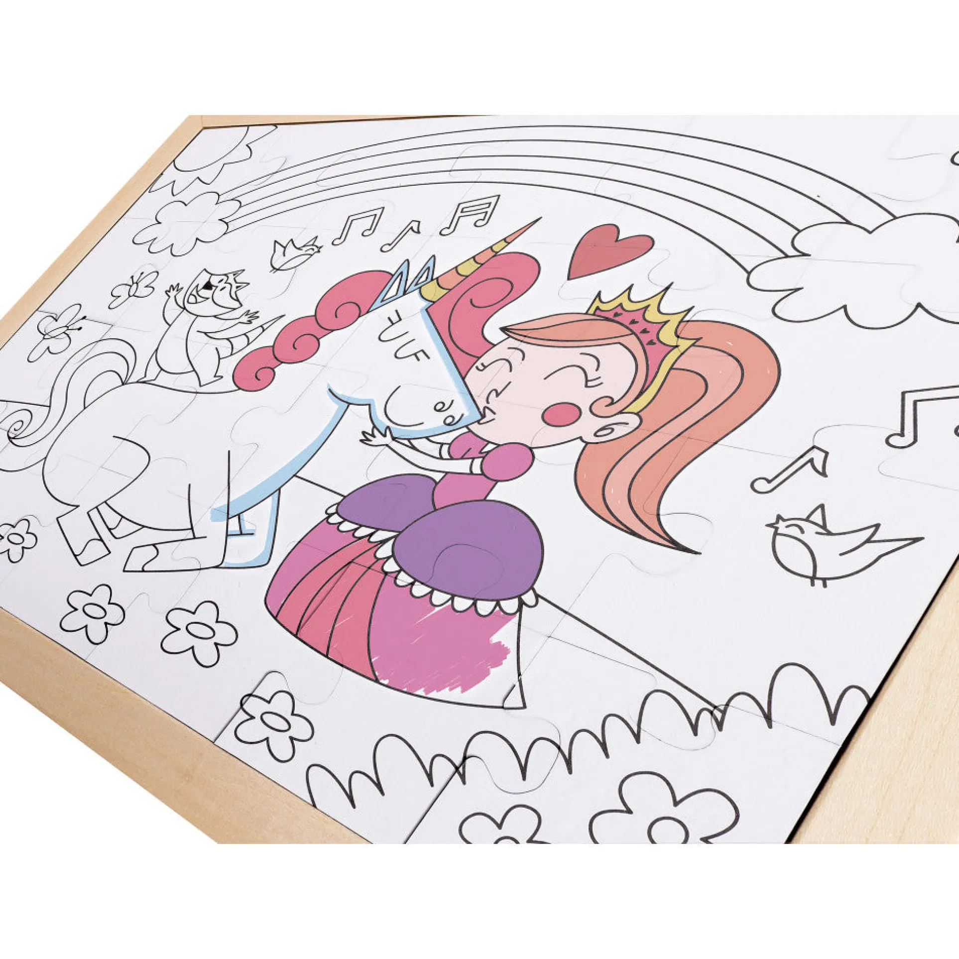 Hape Unicorn Friends 24pc Double-Sided Coloring Puzzle