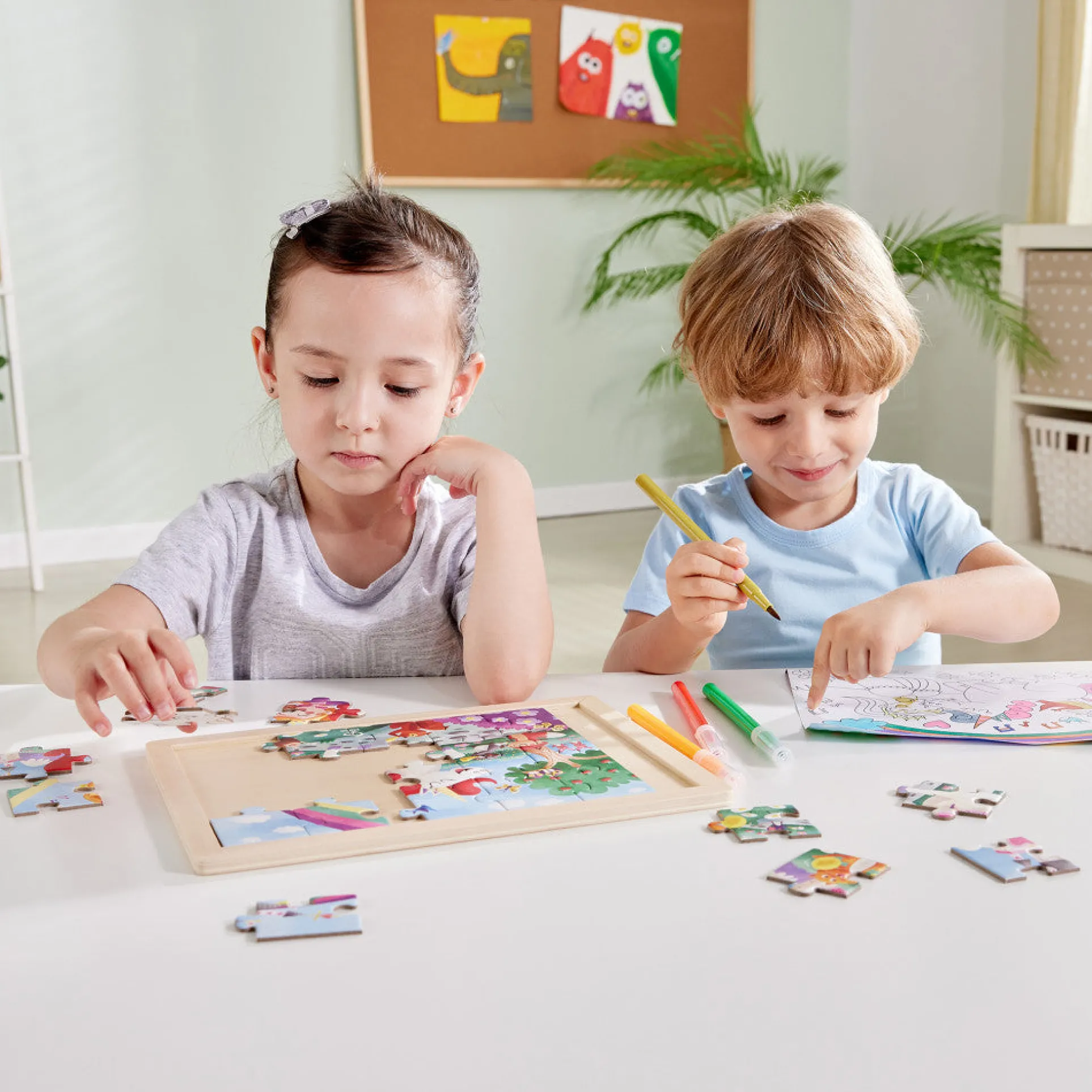 Hape Unicorn Friends 24pc Double-Sided Coloring Puzzle