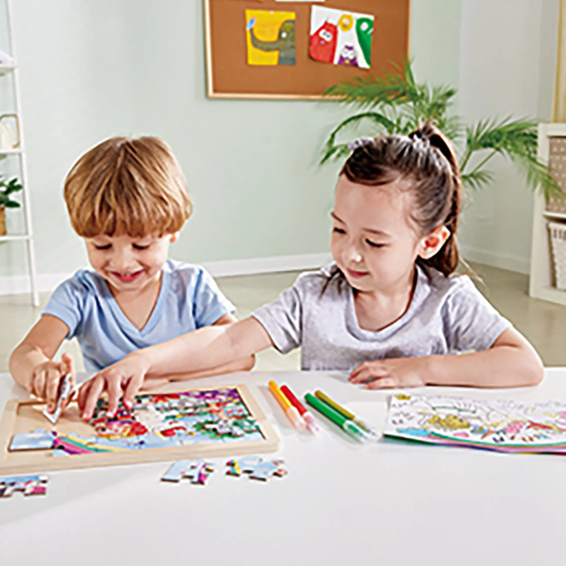 Hape Unicorn Friends 24pc Double-Sided Coloring Puzzle