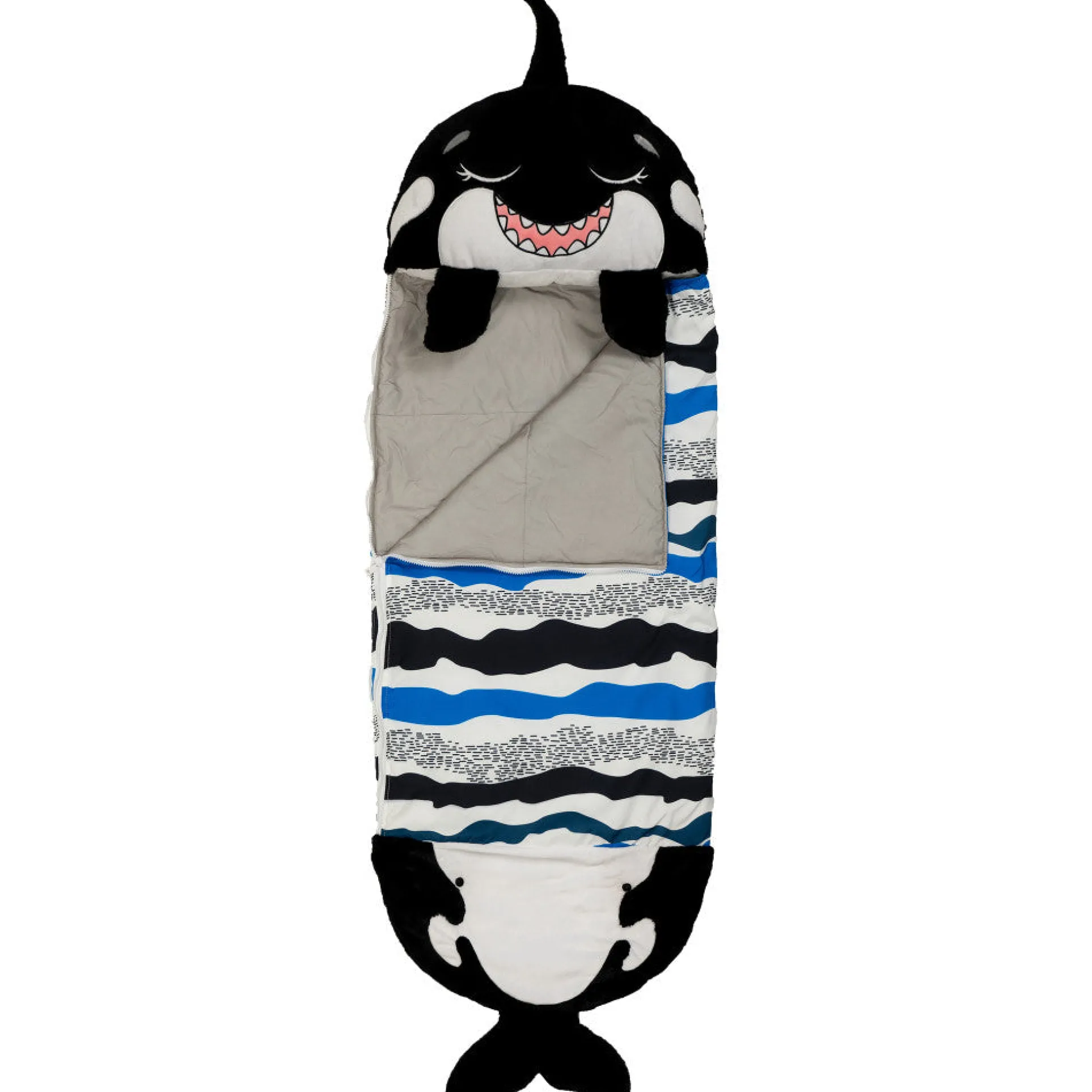 Happy Nappers 54 inch Ozzy The Black Shark 2-in-1 Plush Pillow and Sleepy Sack