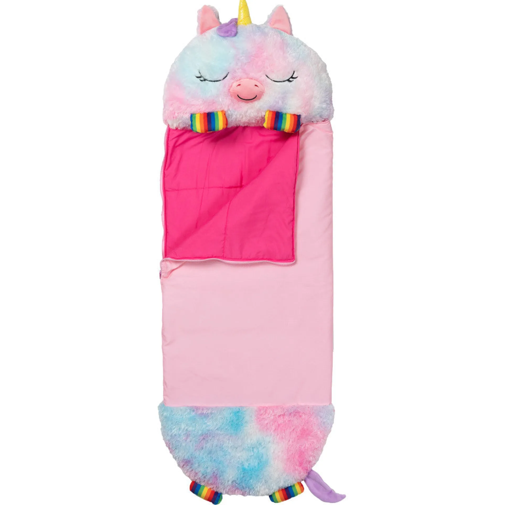 Happy Nappers 54 inch Rainbow Unicorn Pillow & Sleepy Sack - Medium