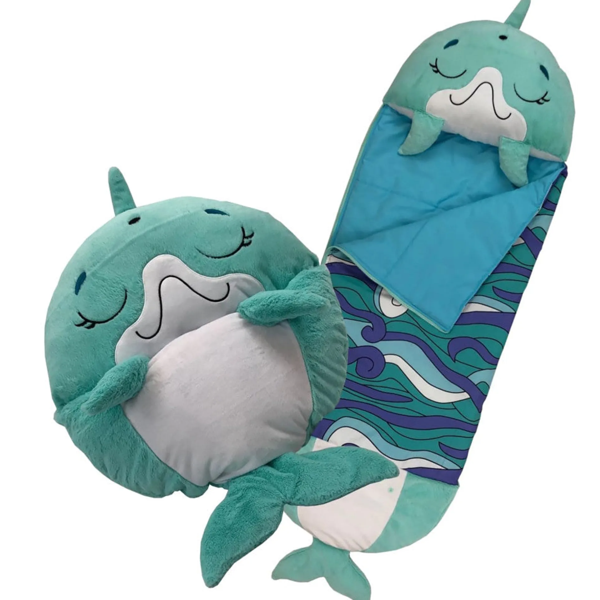 Happy Nappers Dolphin Disco 54 inch Plush Pillow & Sleepy Sack - Medium