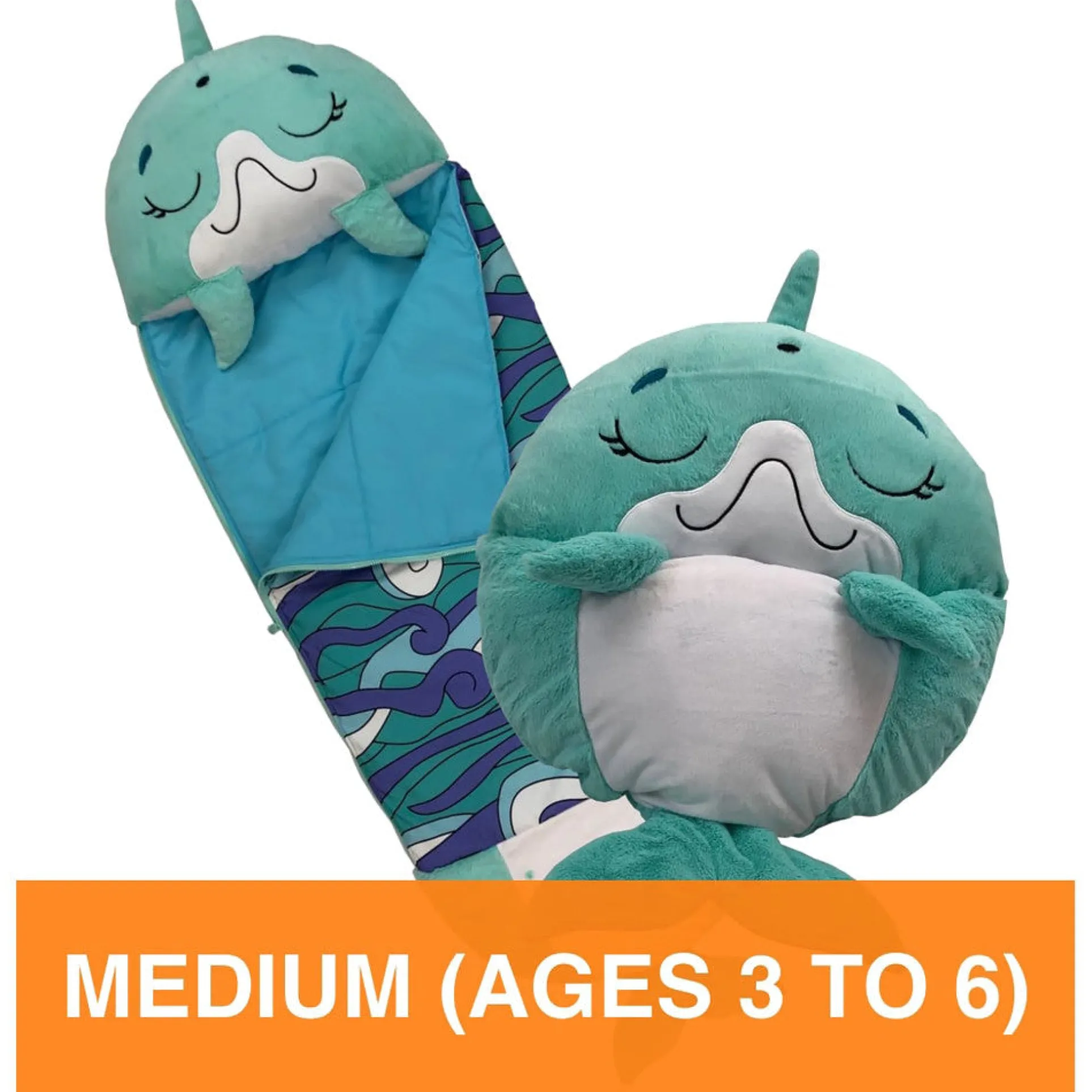 Happy Nappers Dolphin Disco 54 inch Plush Pillow & Sleepy Sack - Medium