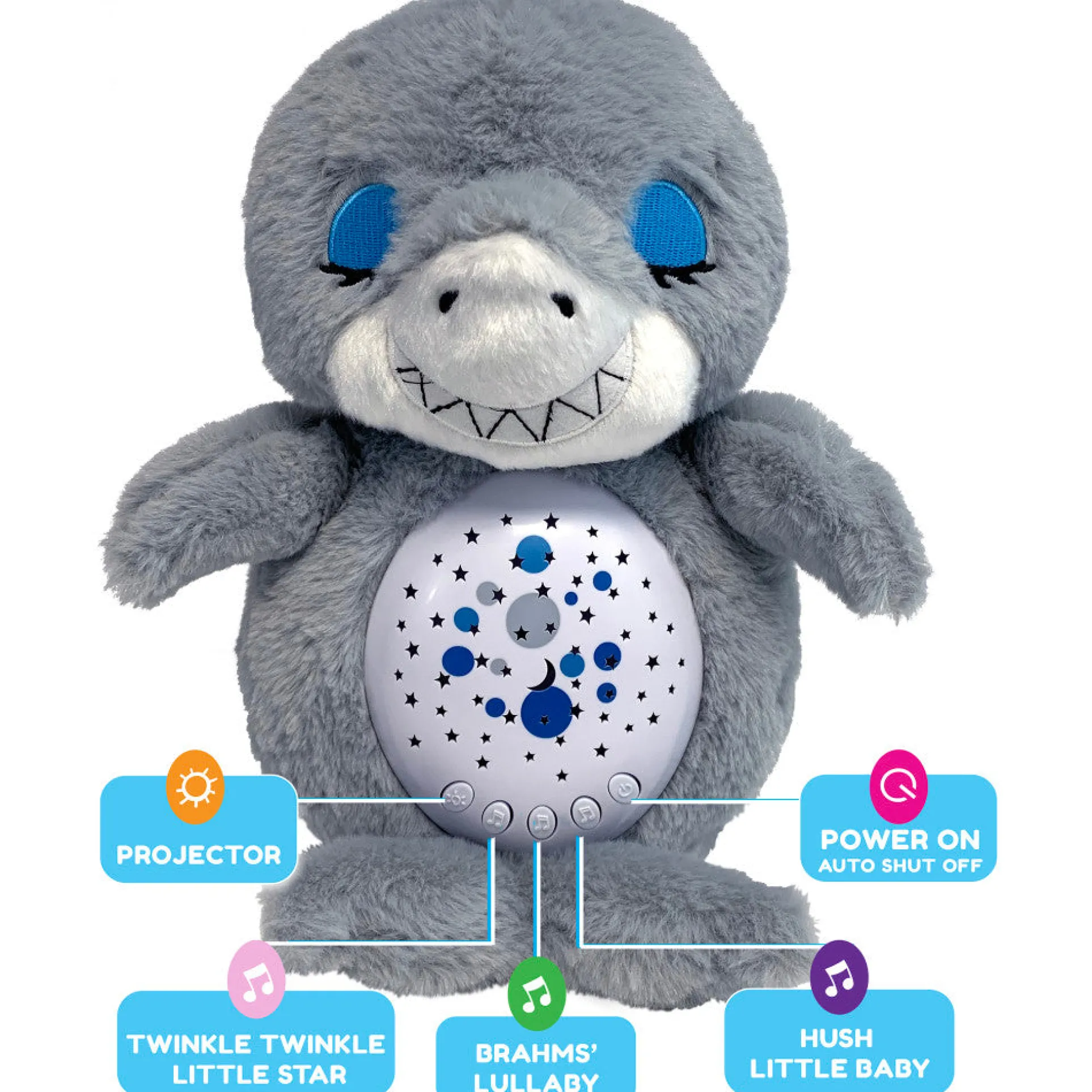 Happy Nappers Lullabrites Sweet Dreams Interactive Shark Plush - Grey & Blue