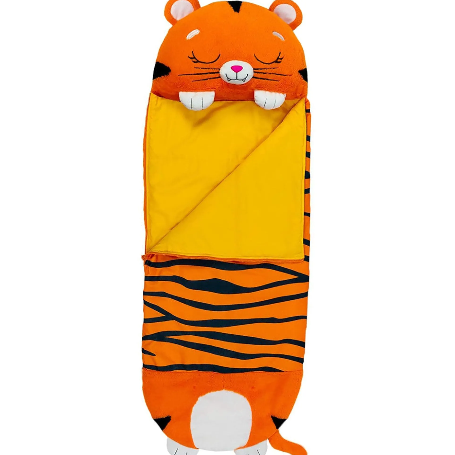 Happy Nappers Tiger Tobi 54 inch Plush Pillow & Sleepy Sack - Medium