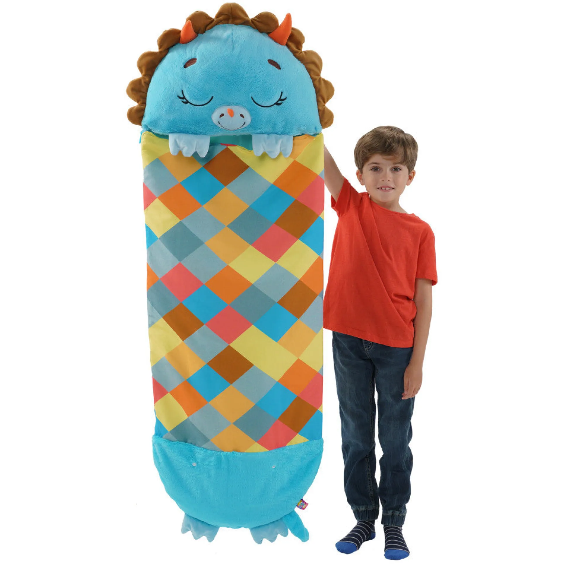 Happy Nappers Triceratops Timmy 54 Inch Plush Pillow & Sleepy Sack - Medium