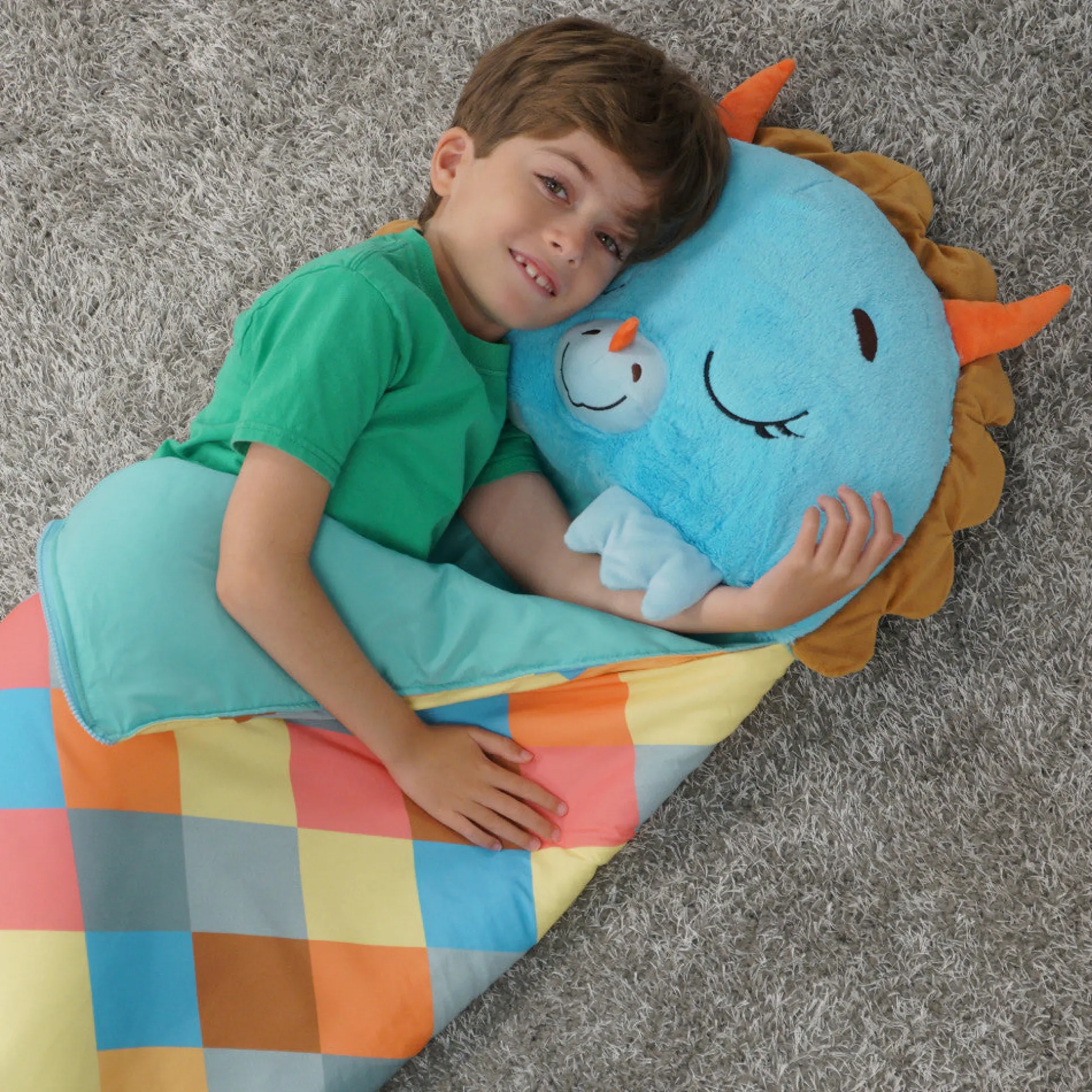 Happy Nappers Triceratops Timmy 54 Inch Plush Pillow & Sleepy Sack - Medium