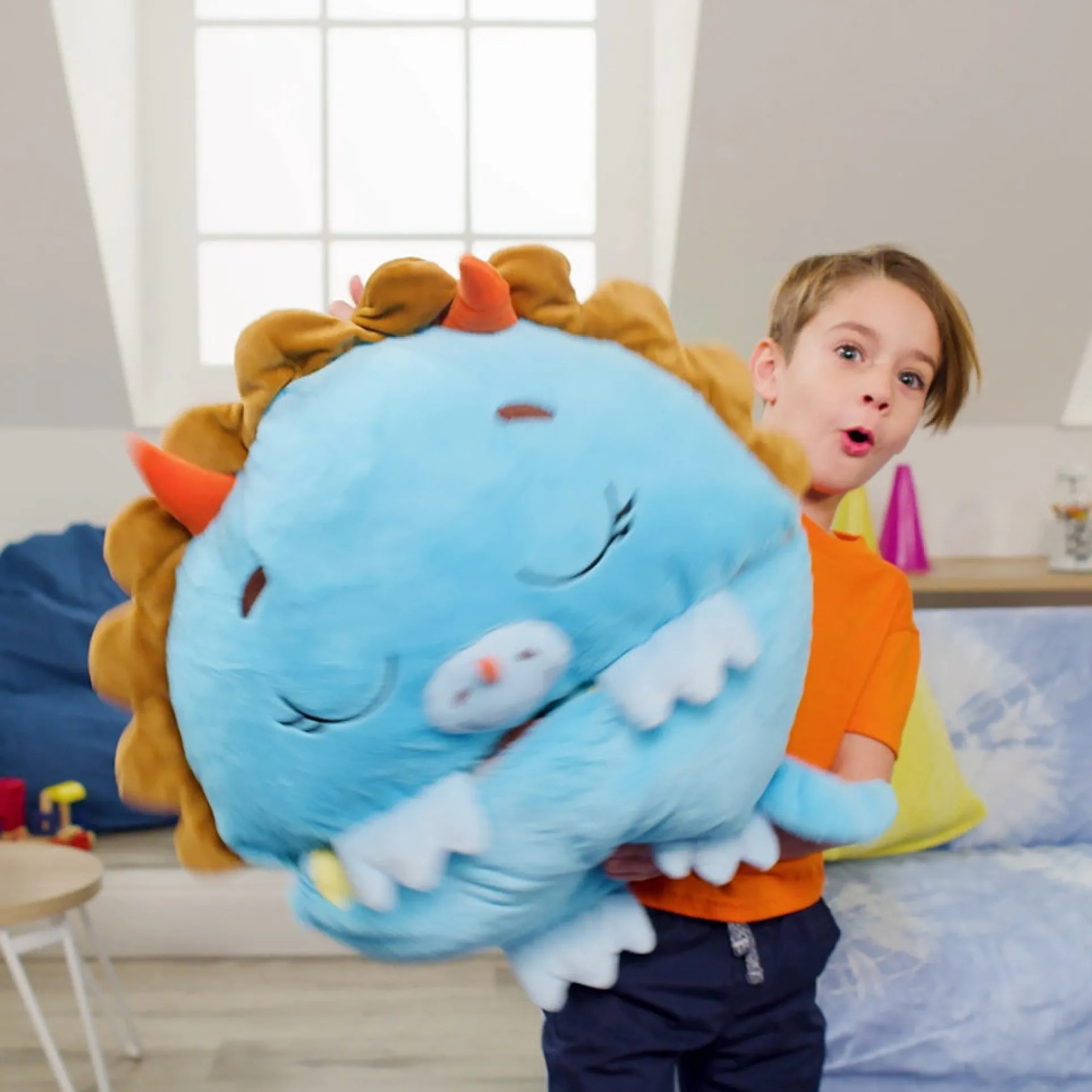 Happy Nappers Triceratops Timmy 54 Inch Plush Pillow & Sleepy Sack - Medium