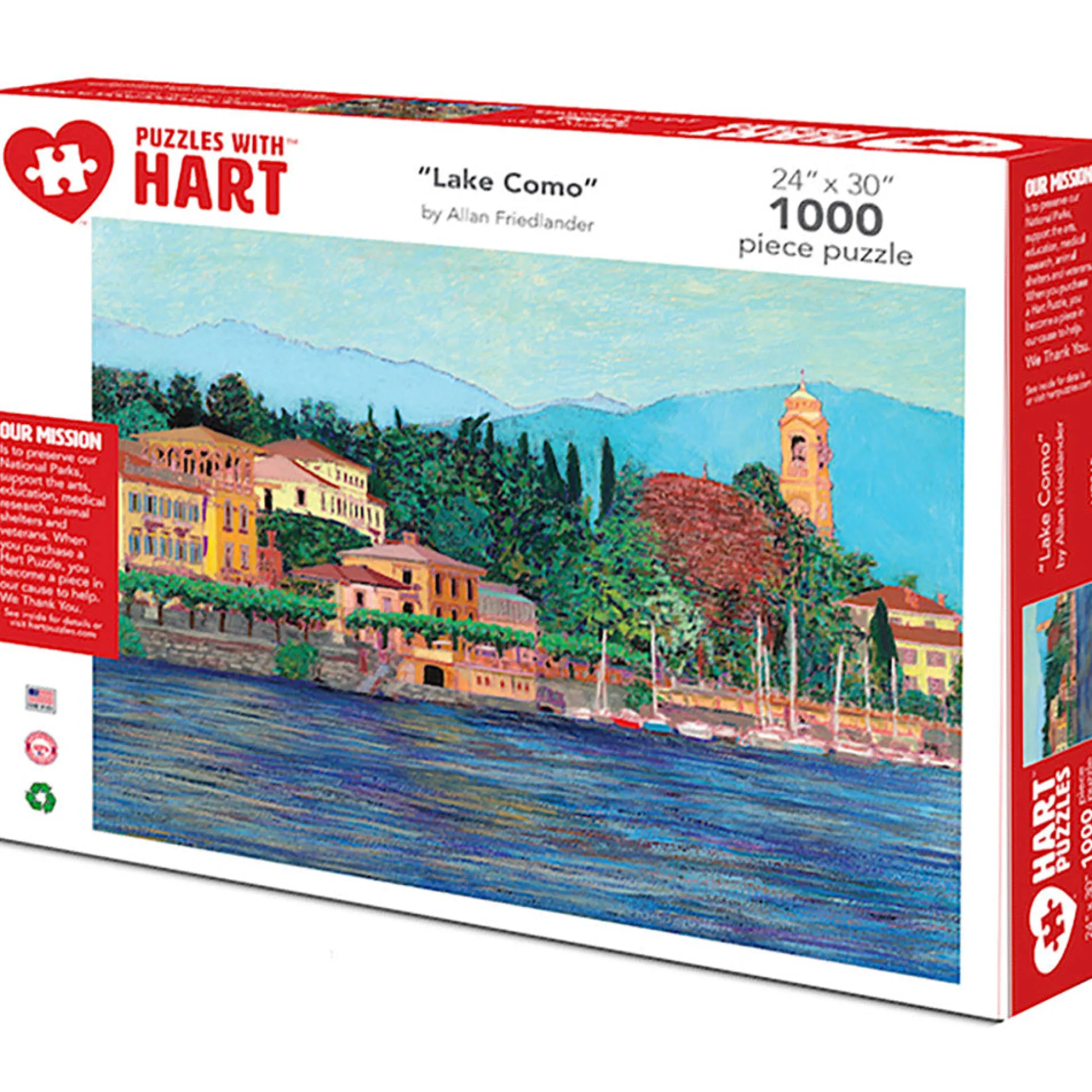 Hart Puzzles Lake Como Scenic Art Jigsaw Puzzle - 1000 pc
