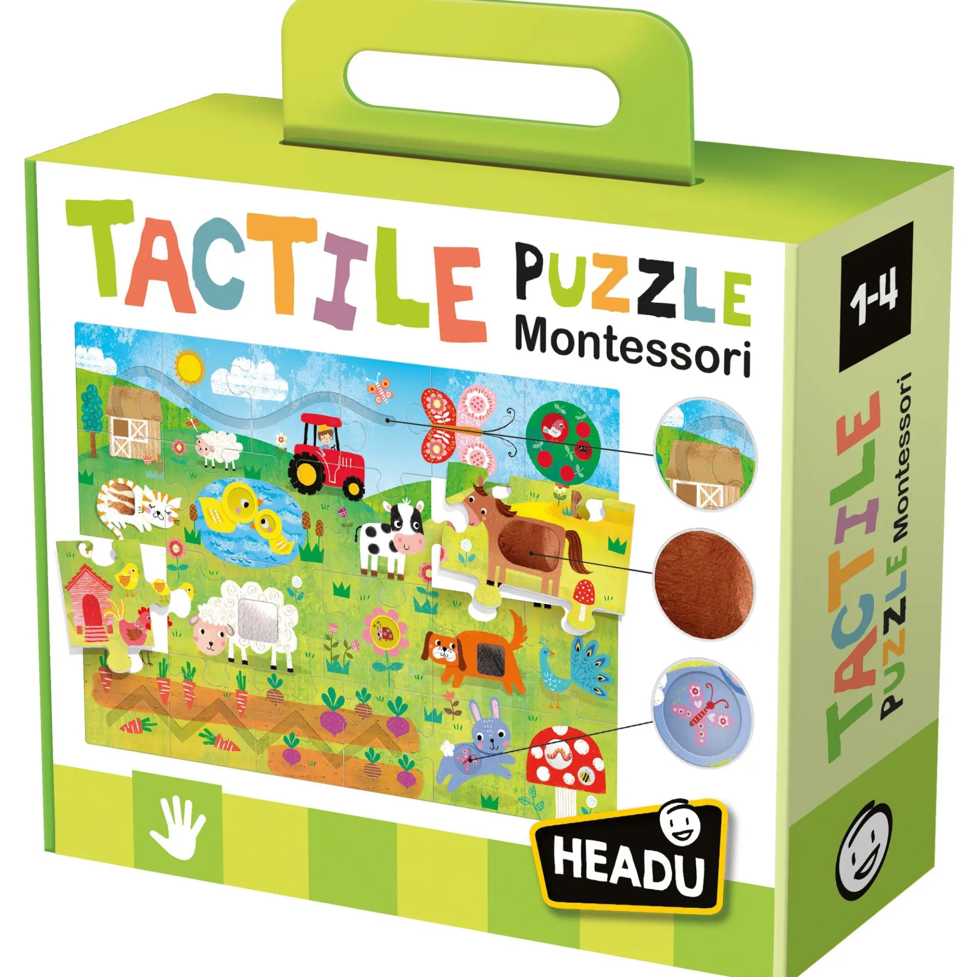Headu Montessori Farm Animals Tactile Puzzle - 21 pc