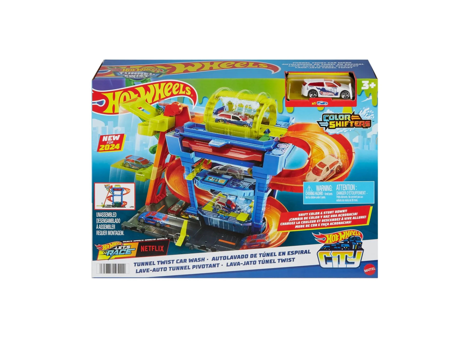Hot Wheels City Tunnel Twist Car Wash Color Shifters Playset