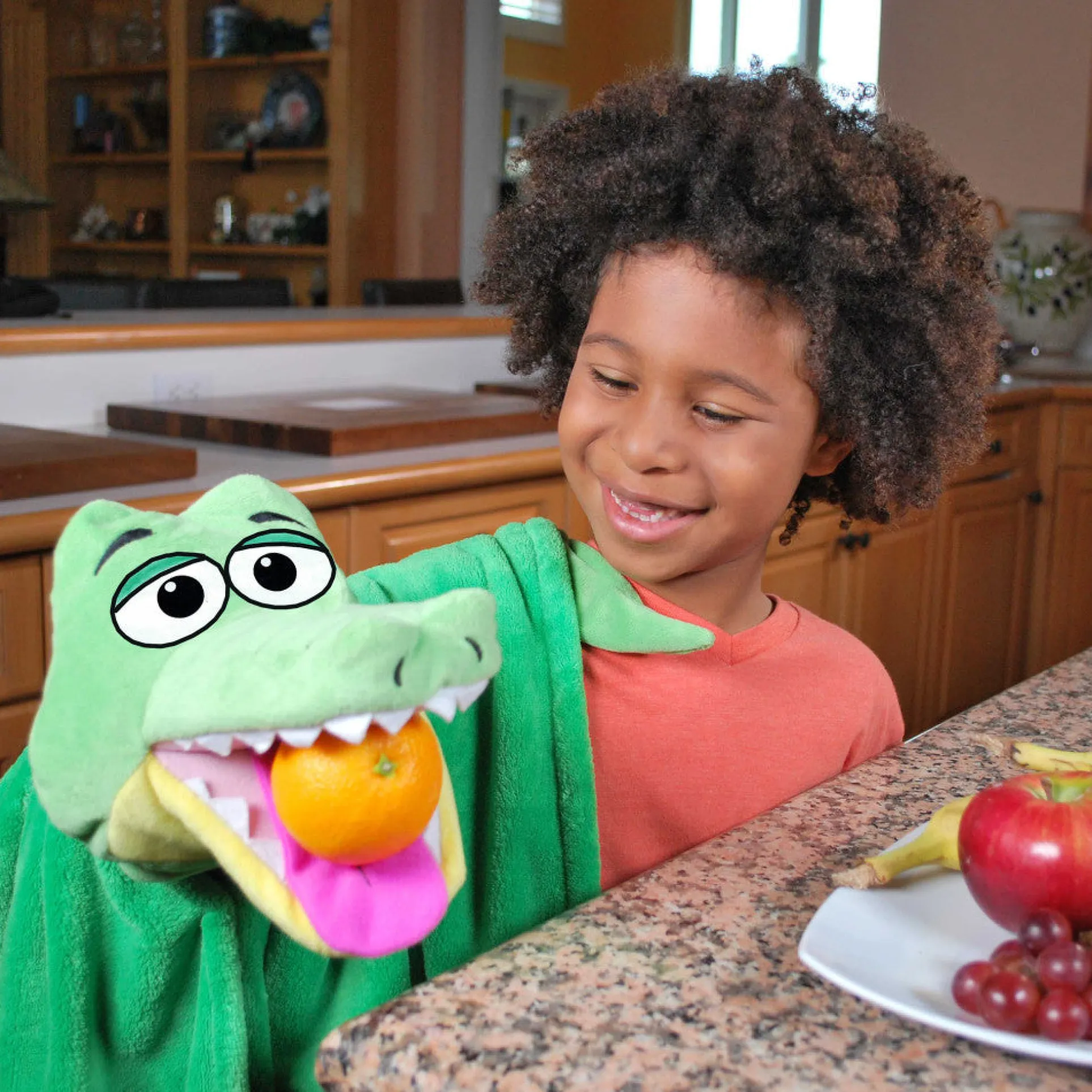 Cuddleuppets Gator - Green, 2-in-1 Plush Puppet & Blanket