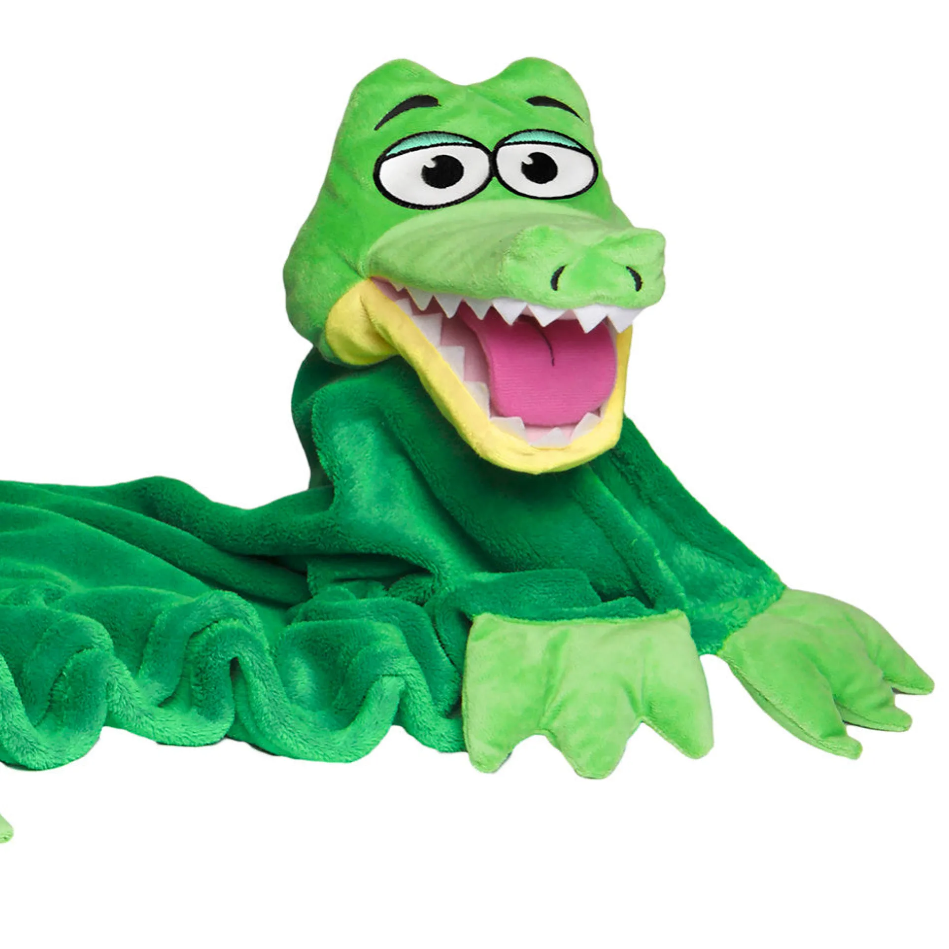 Cuddleuppets Gator - Green, 2-in-1 Plush Puppet & Blanket